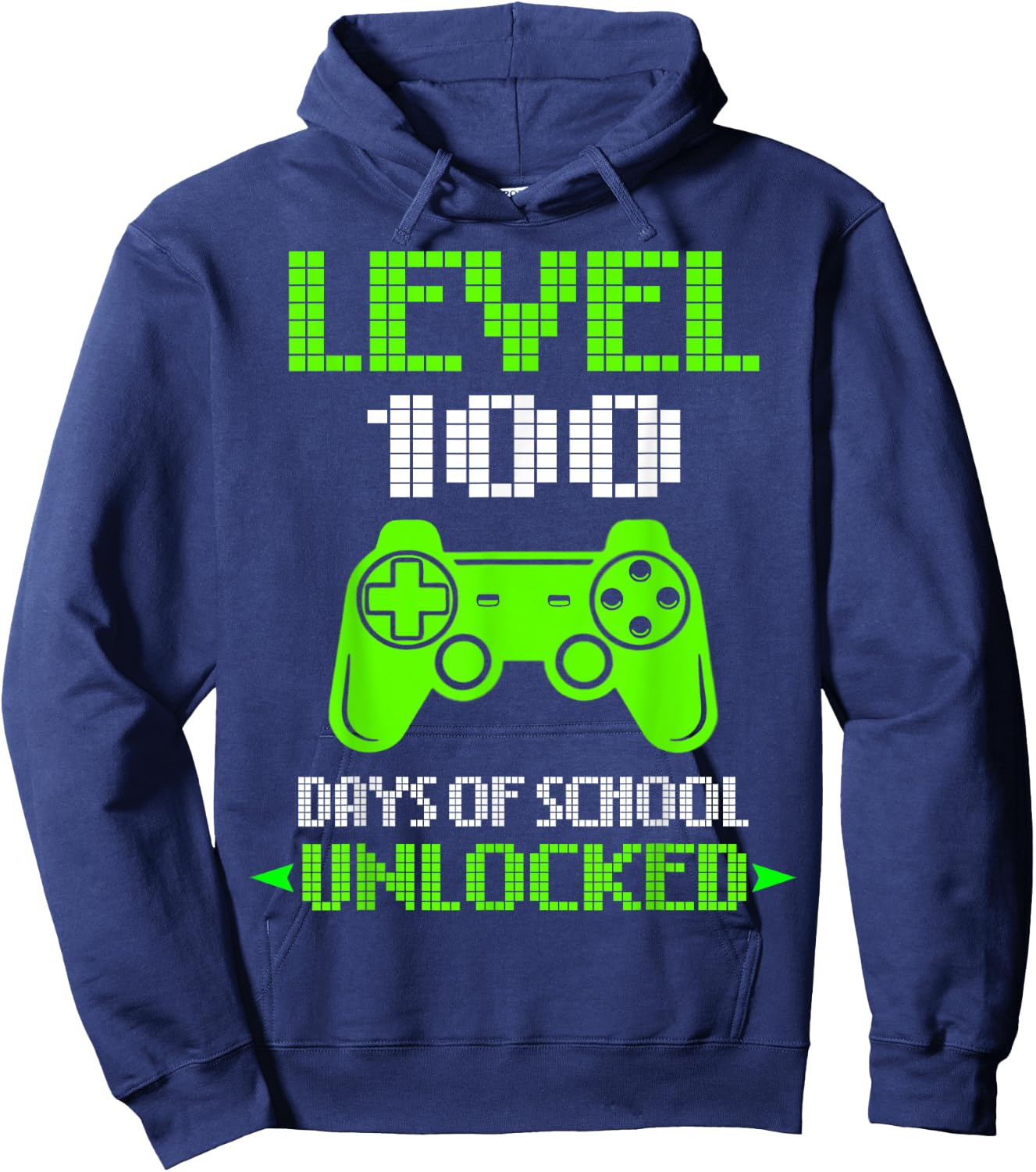 100th Day Of School Shirt Kids Video Games Boy Gift Gamer Hoodie - Hoodie | Navy