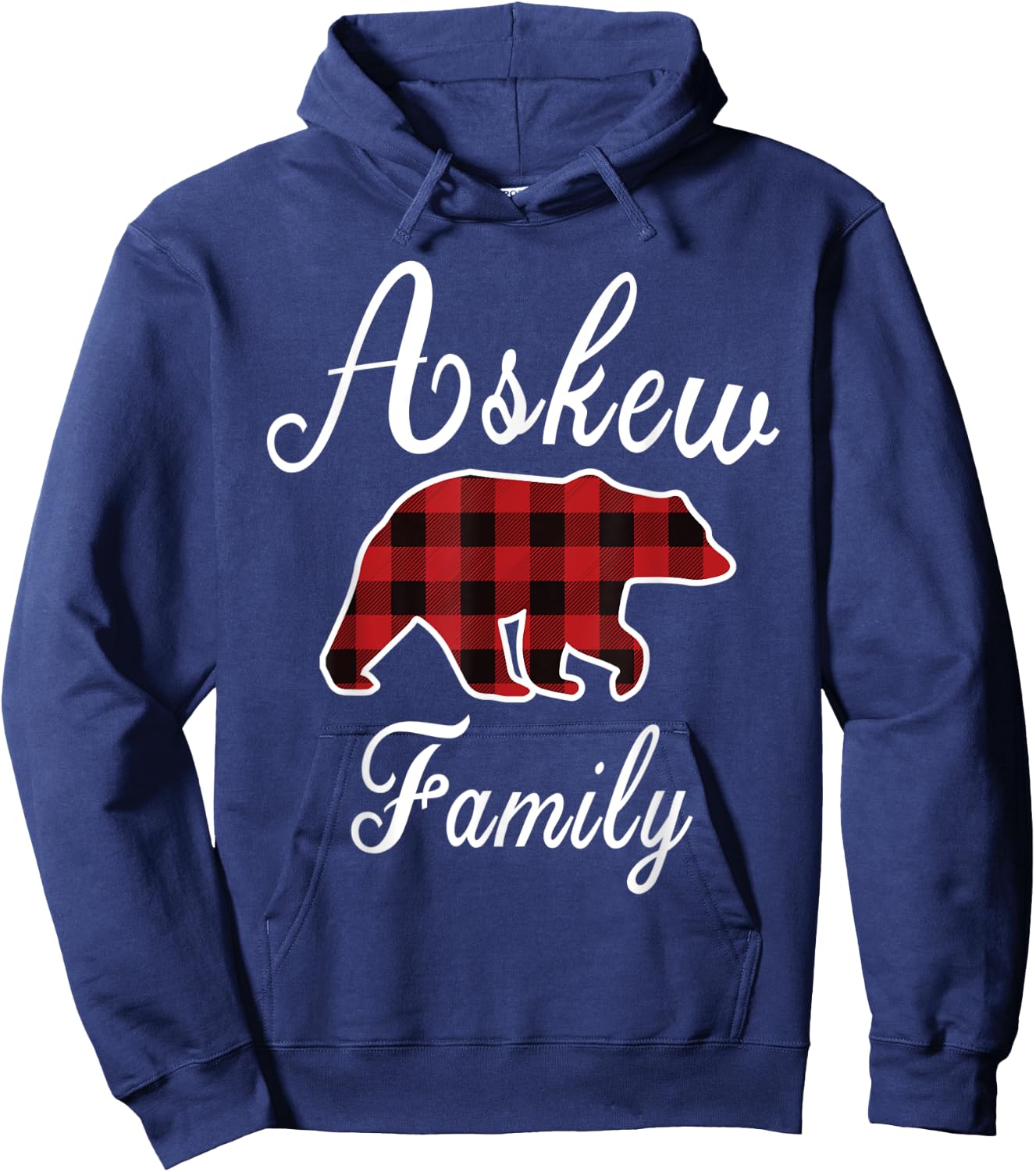 ASKEW Family Bear Red Plaid Christmas Pajama Men Women Gift Hoodie - Hoodie | Navy