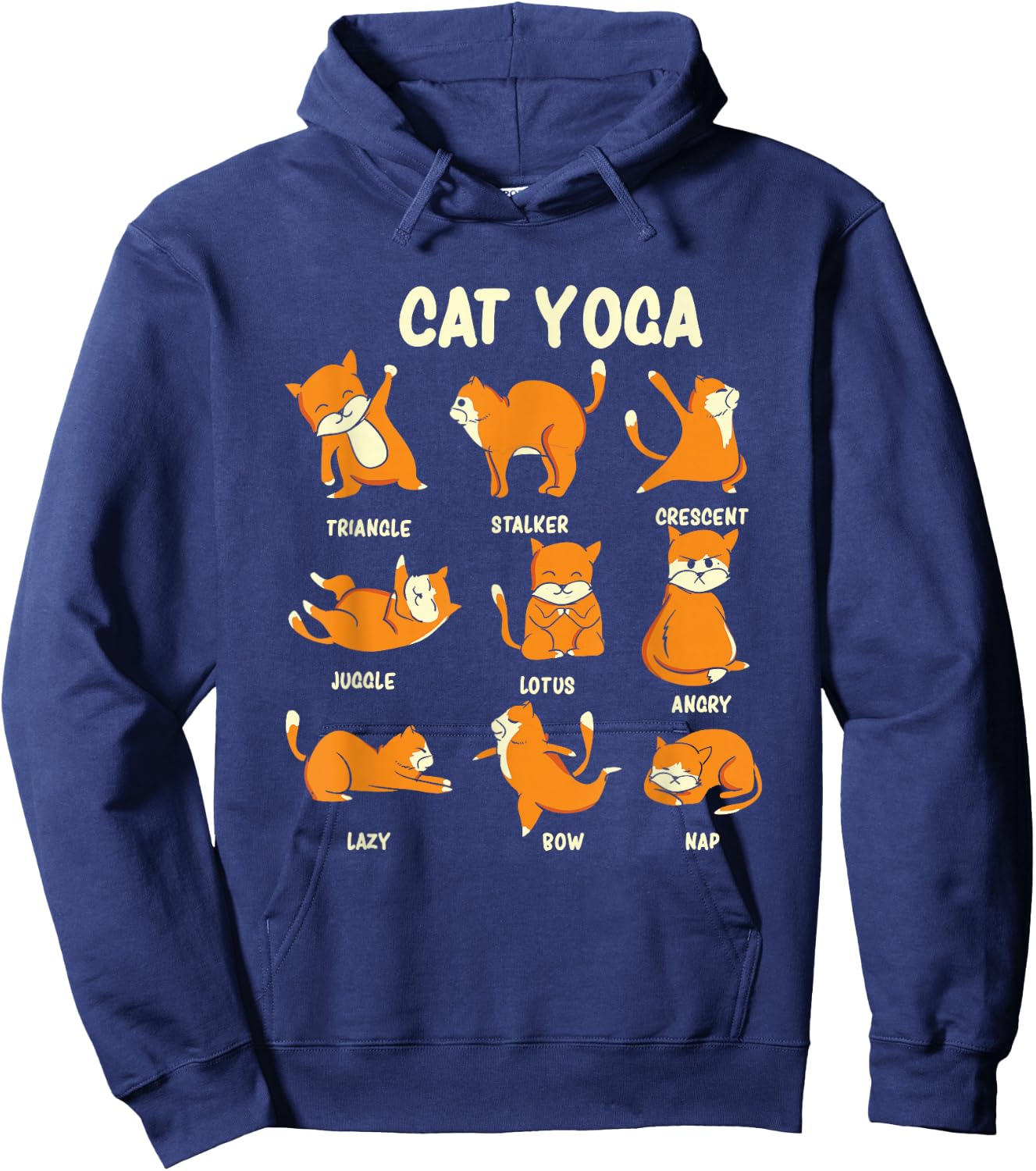 Funny Cat Yoga Poses Kitten Meditation Hoodie - Hoodie | Navy