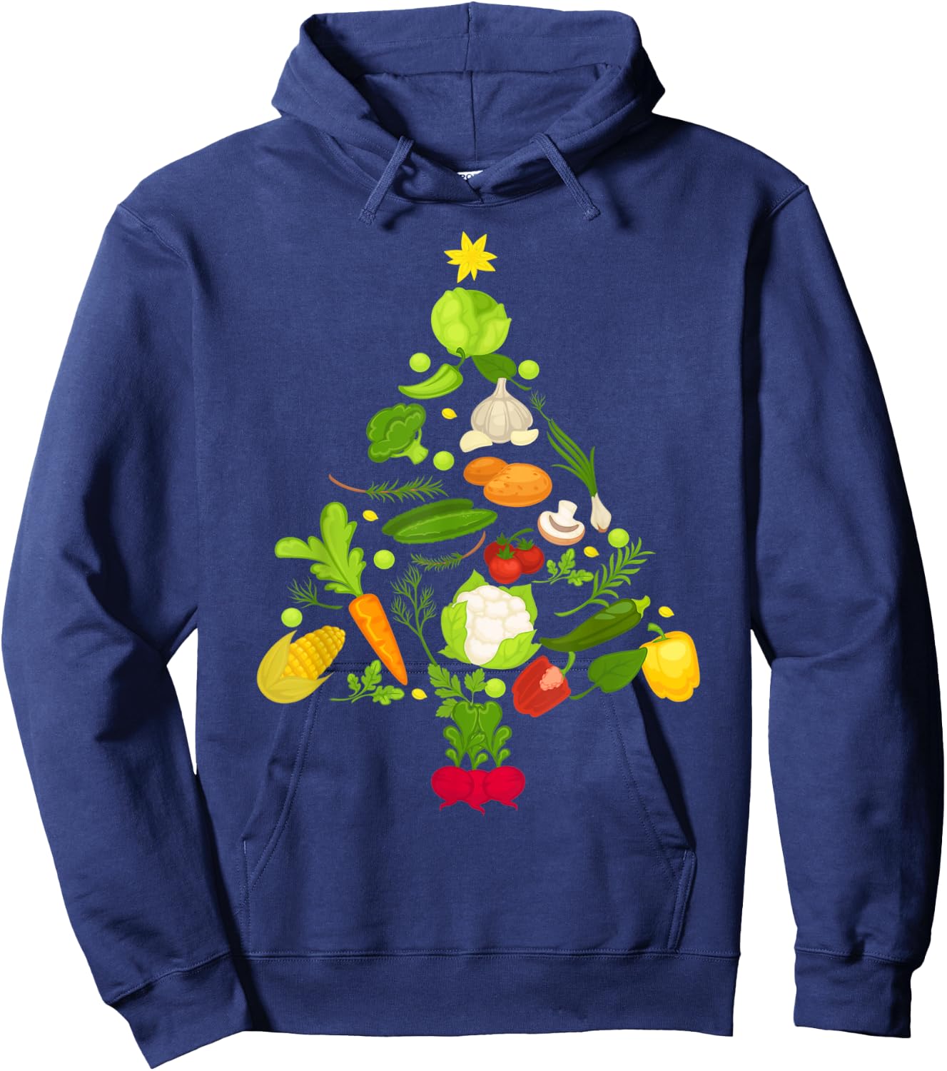 Vegetable Christmas Tree Funny Vegetarian Vegan Xmas Gift Hoodie - Hoodie | Navy