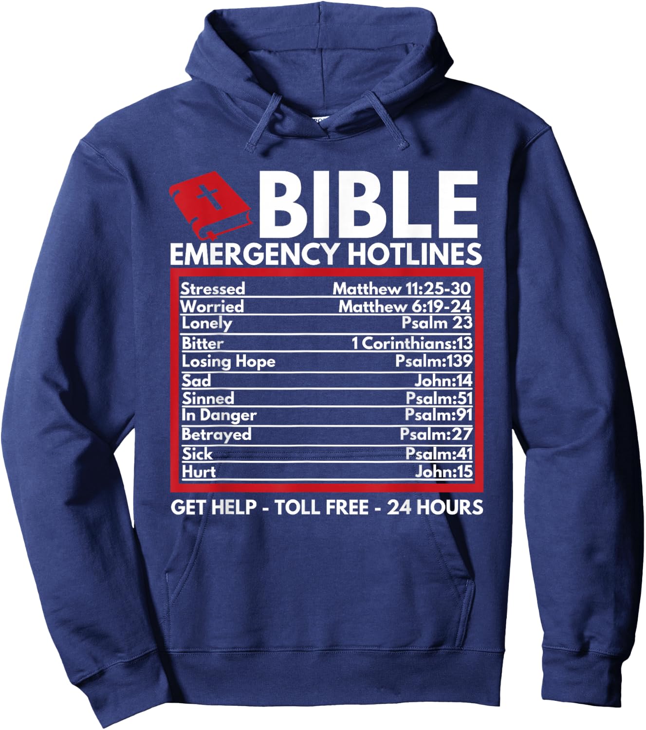 Bible Emergency Numbers - Funny Christian Bible & Jesus Hoodie - Hoodie | Navy