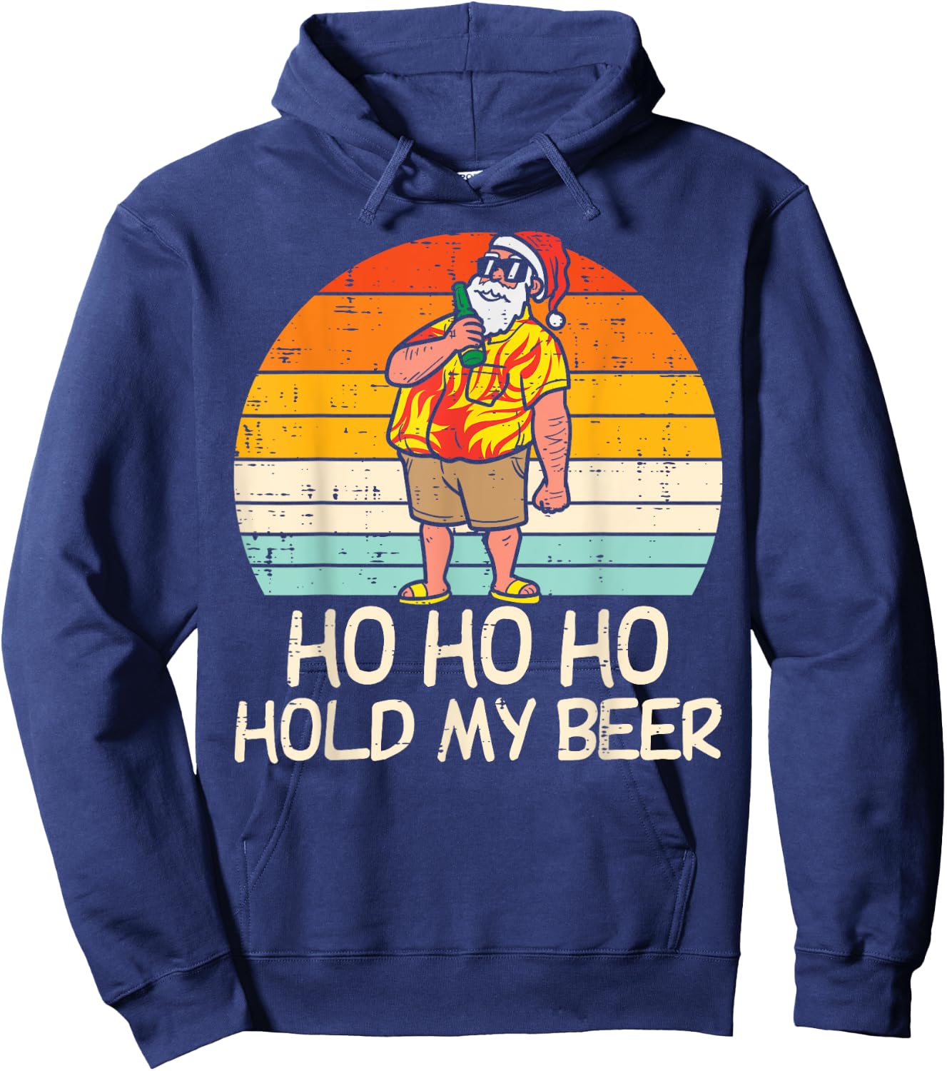 Ho Ho Hold My Beer Santa Summer Christmas In July Drinking Women Hoodie - Hoodie | Navy