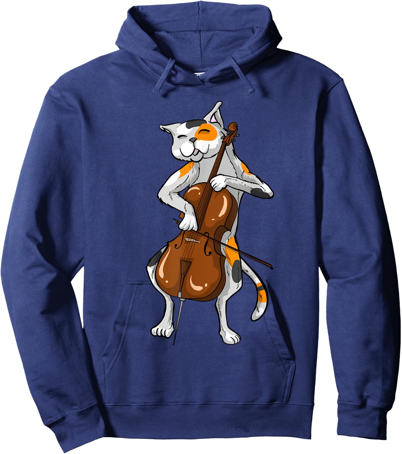 Cool Cat Playing Cello | Funny Kitten Instrument Player Gift Hoodie - Hoodie | Navy