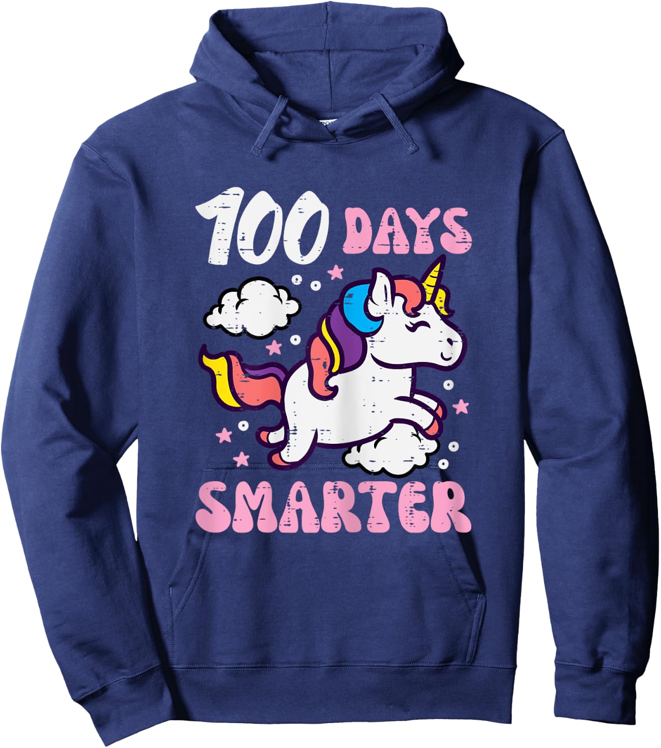 100 Days Smarter Unicorn 100th Day School Toddler Girls Kids Hoodie - Hoodie | Navy