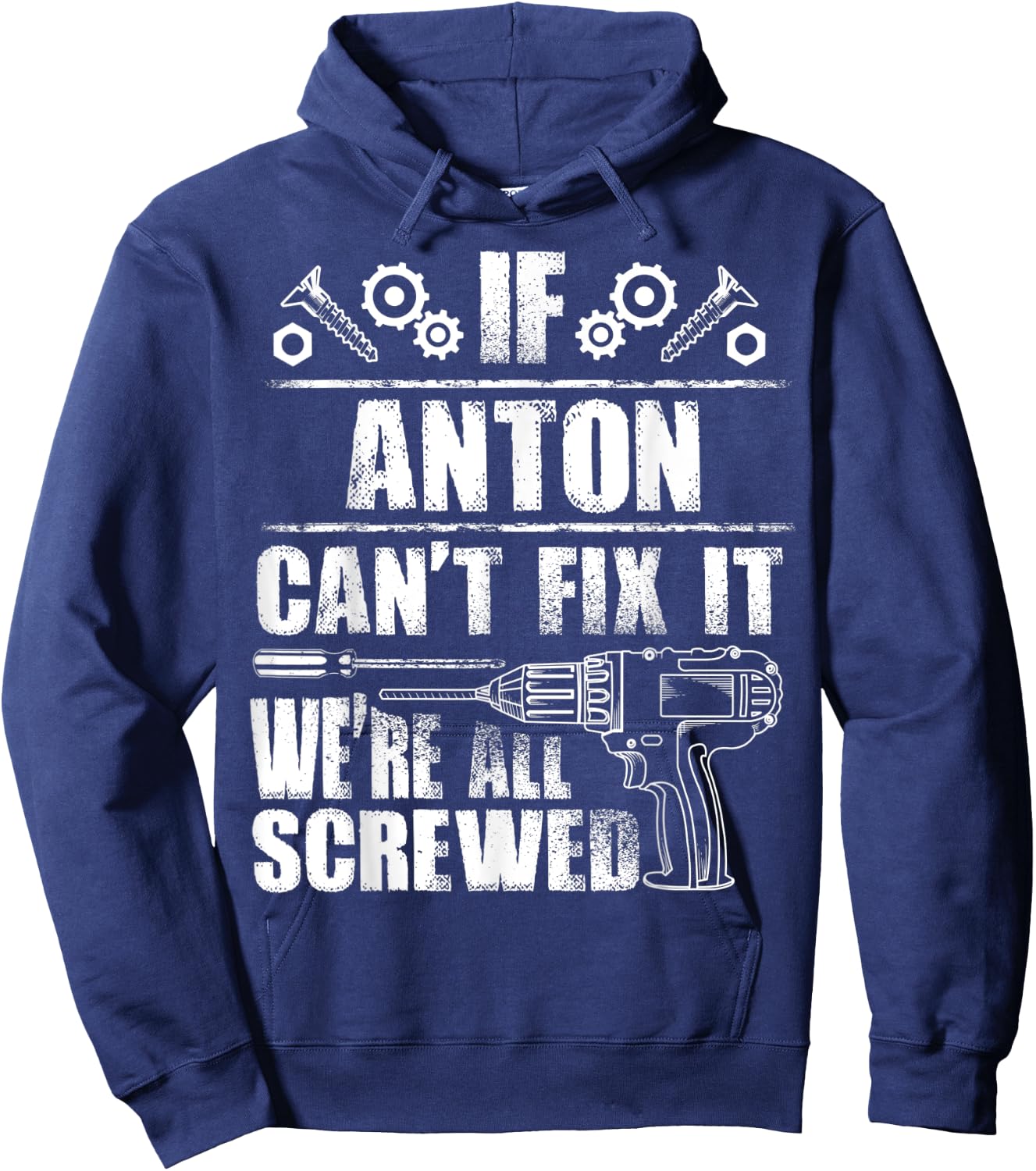 ANTON Gift Name Fix It Funny Birthday Personalized Dad Idea Hoodie - Hoodie | Navy