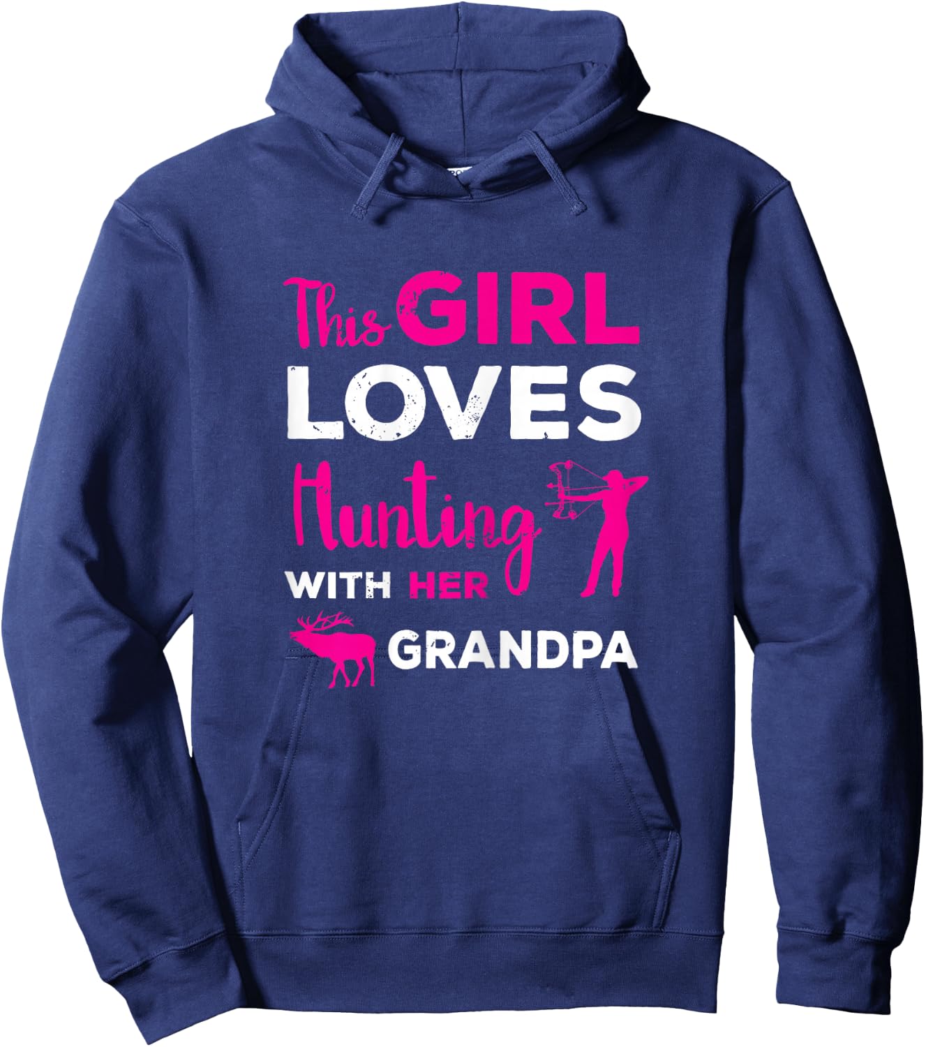 Cute Girls Hunting Gift Grandpa Hunting Granddaughter Hunter Hoodie - Hoodie | Navy