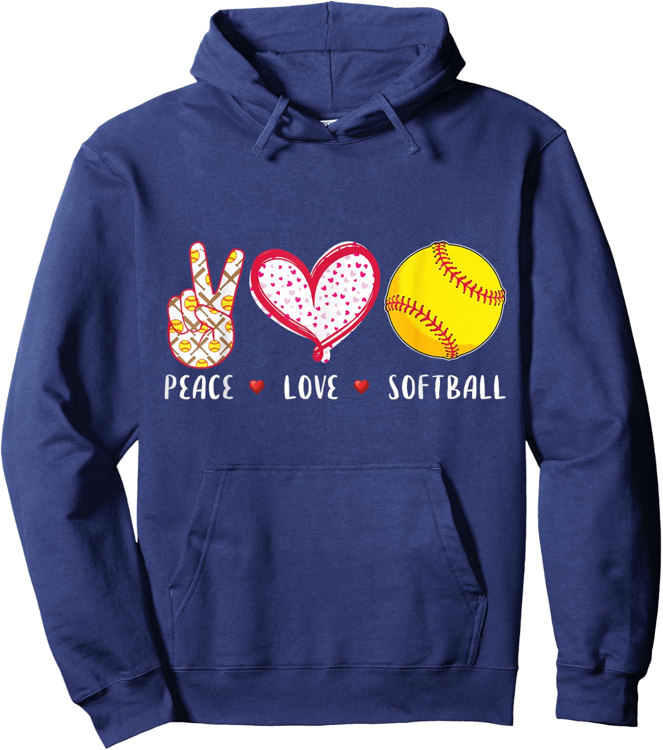 peace love softball Gift coach Hoodie - Hoodie | Navy