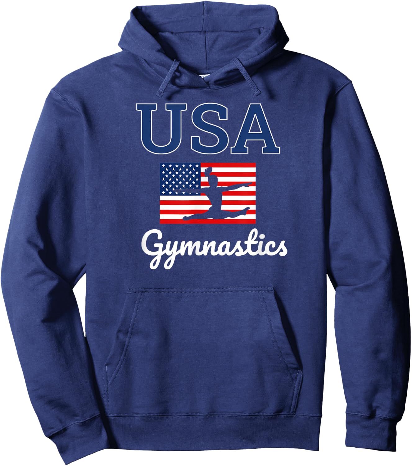 Girl Tumbling Team Gear Gymnast Gymnastics USA American Flag Hoodie - Hoodie | Navy