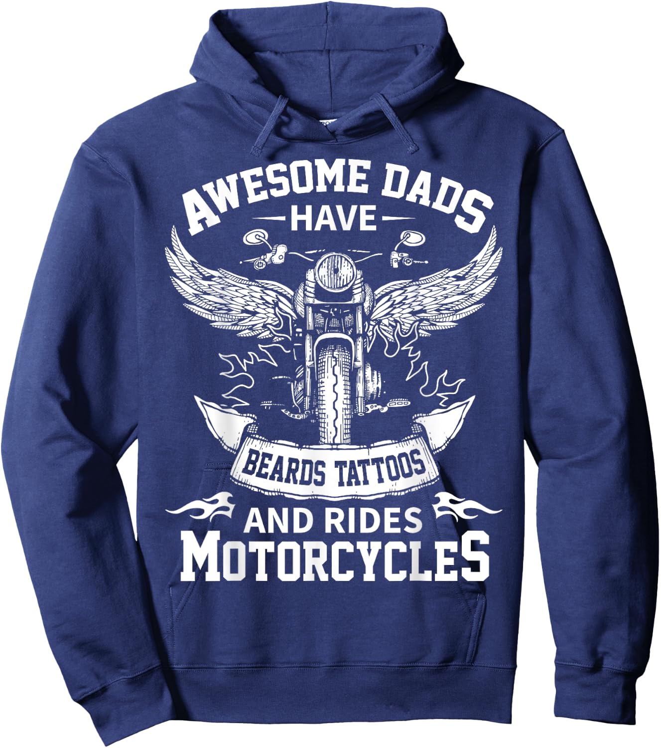 Awesome Dads Have Beards Tattoos and Rides Motorcycles Hoodie - Hoodie | Navy