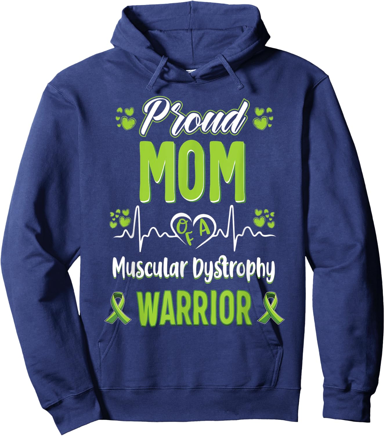 proud Mom Muscular dystrophy warrior awareness ribbon Hoodie - Hoodie | Navy