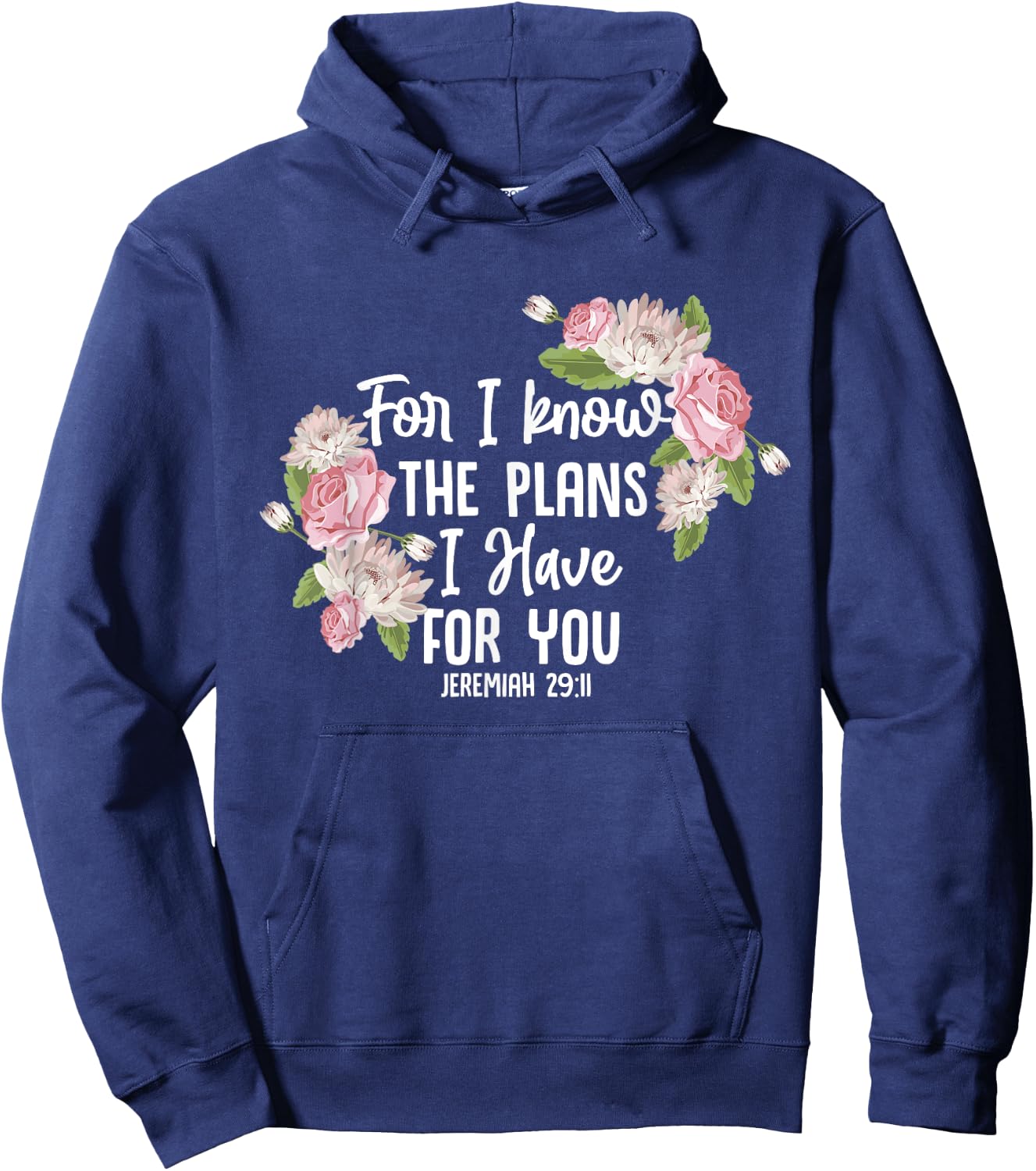 Christian Bible Verse Jeremiah 29:11 Rose Flower Hoodie - Hoodie | Navy