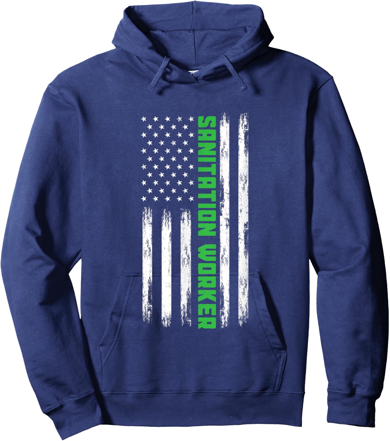 Sanitation Worker American Flag Funny Street Cleaner Men Hoodie - Hoodie | Navy