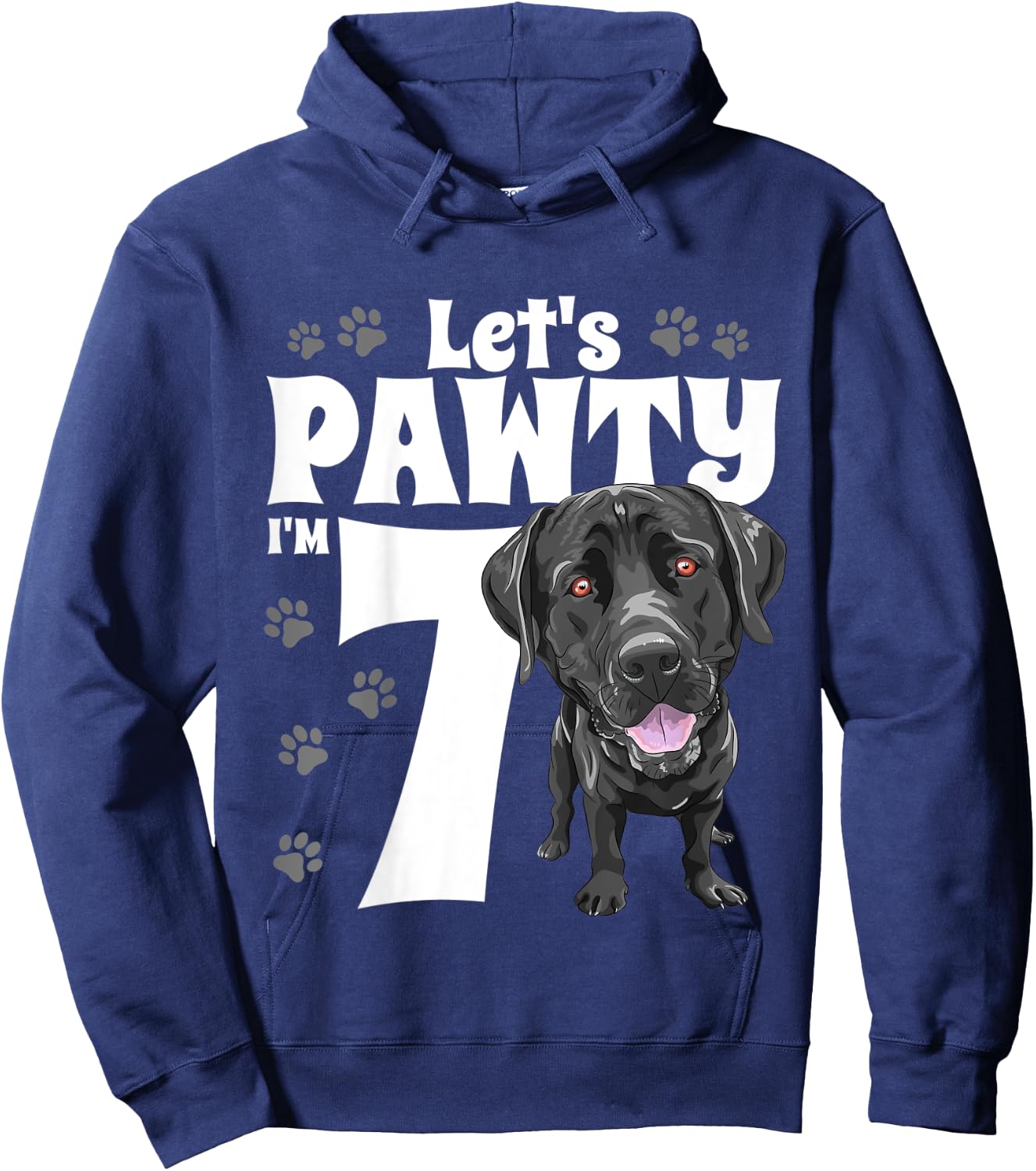7 Year Old Black Lab Dog Birthday Pawty Labrador 7th Gift Kids Hoodie - Hoodie | Navy