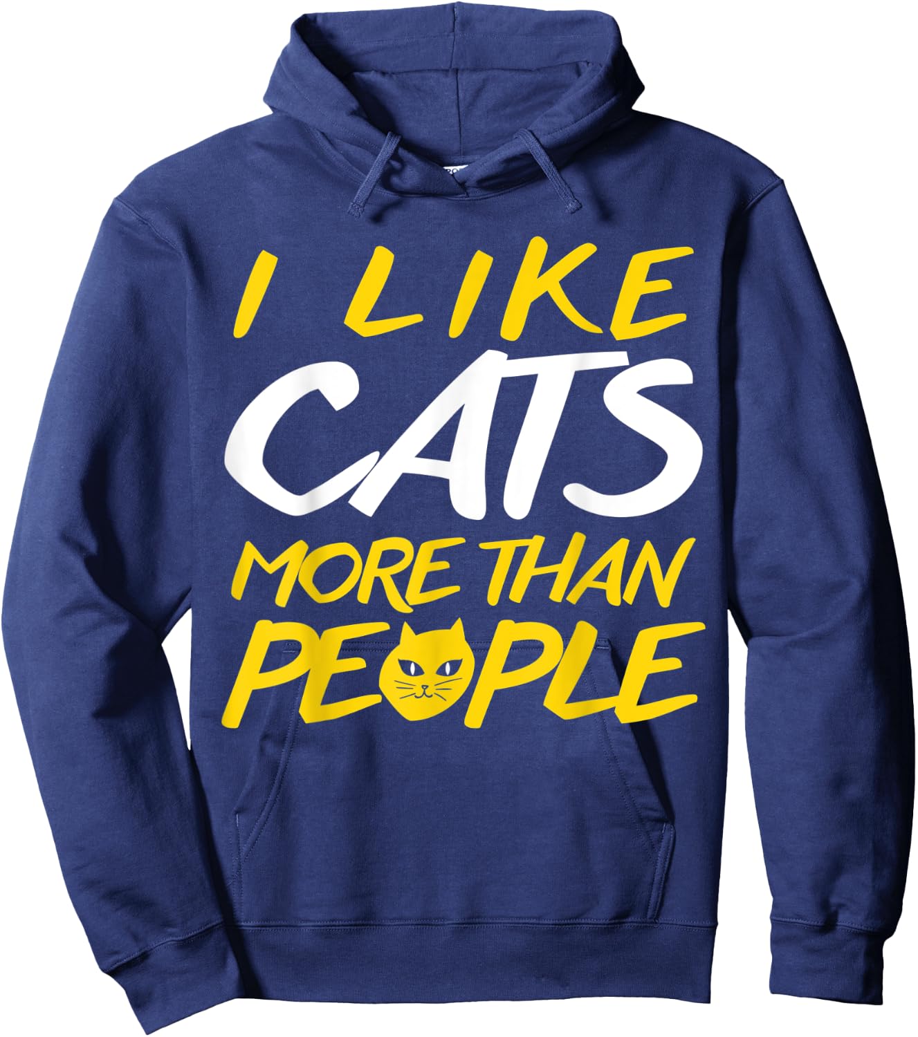 I Like Cats More Than People Funny Animal Cat Lover Pun Gift Women Kids Hoodie - Hoodie | Navy