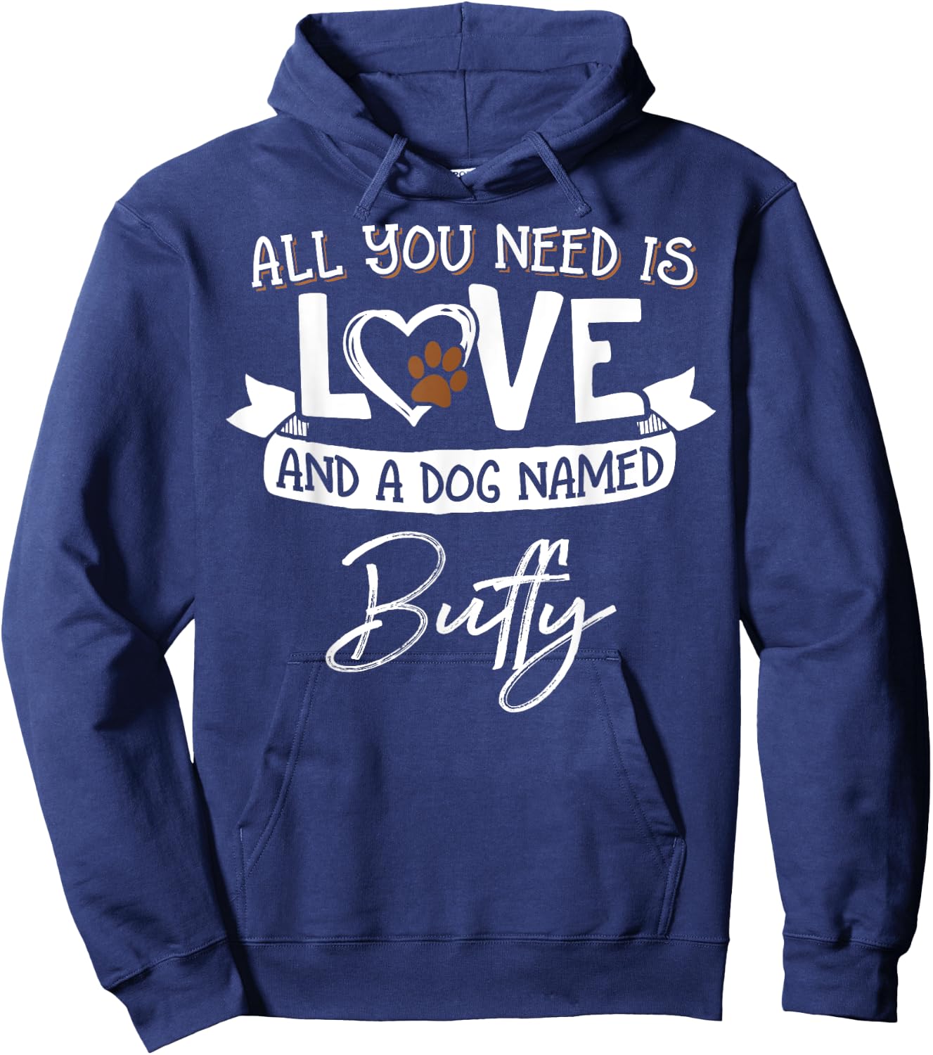 Cute Dog Named Buffy Design and Men Hoodie - Hoodie | Navy