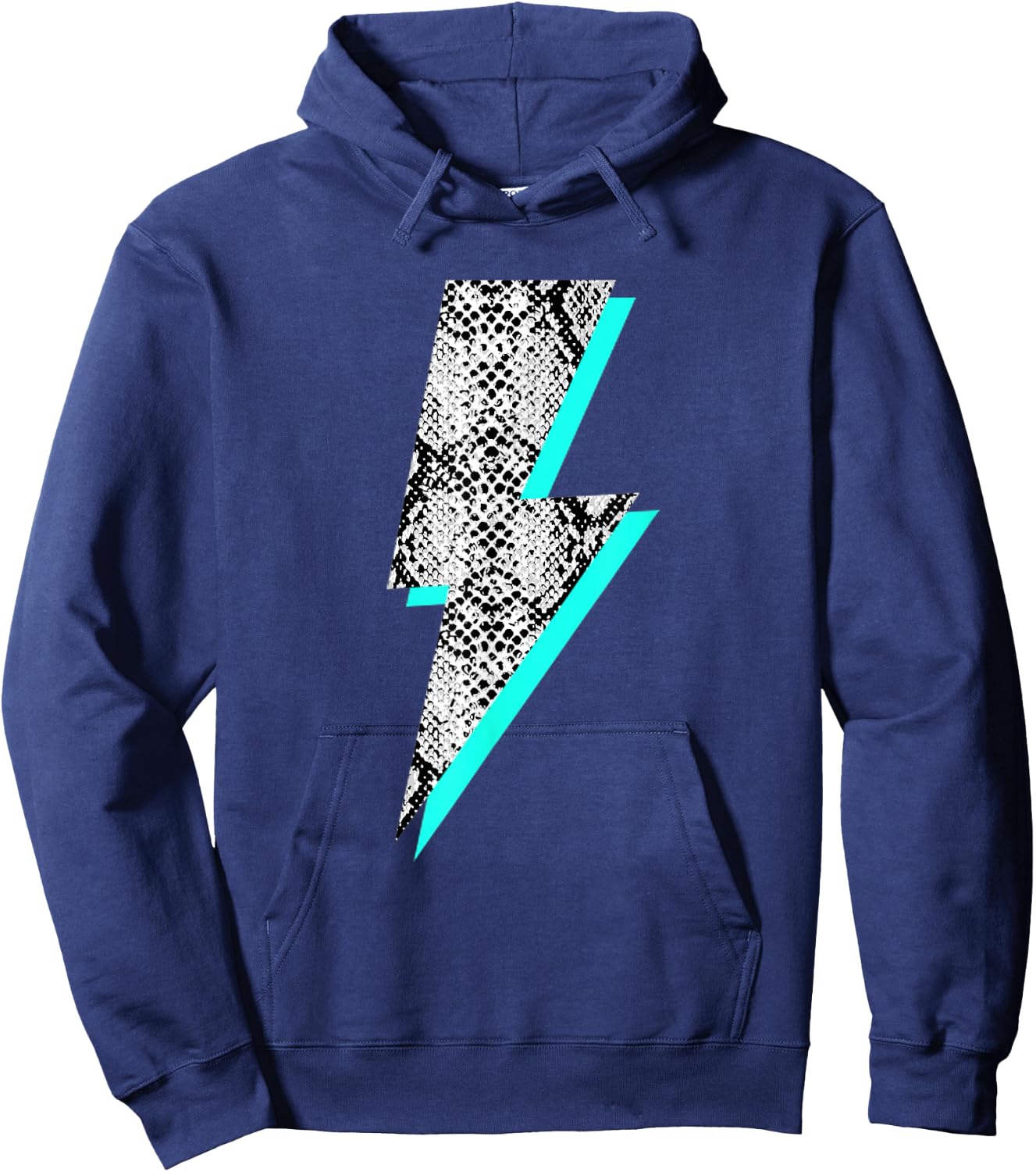 Snakeskin Lightning Bolt Animal Print Hoodie - Hoodie | Navy