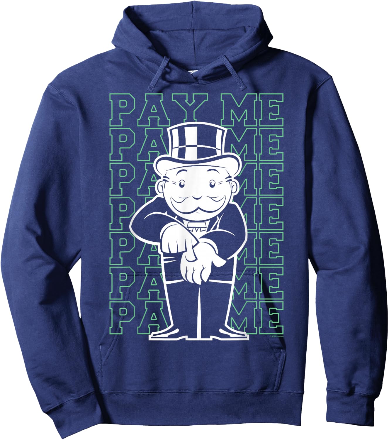 Monopoly Rich Uncle Penny Bags Pay Me Text Stack Hoodie - Hoodie | Navy