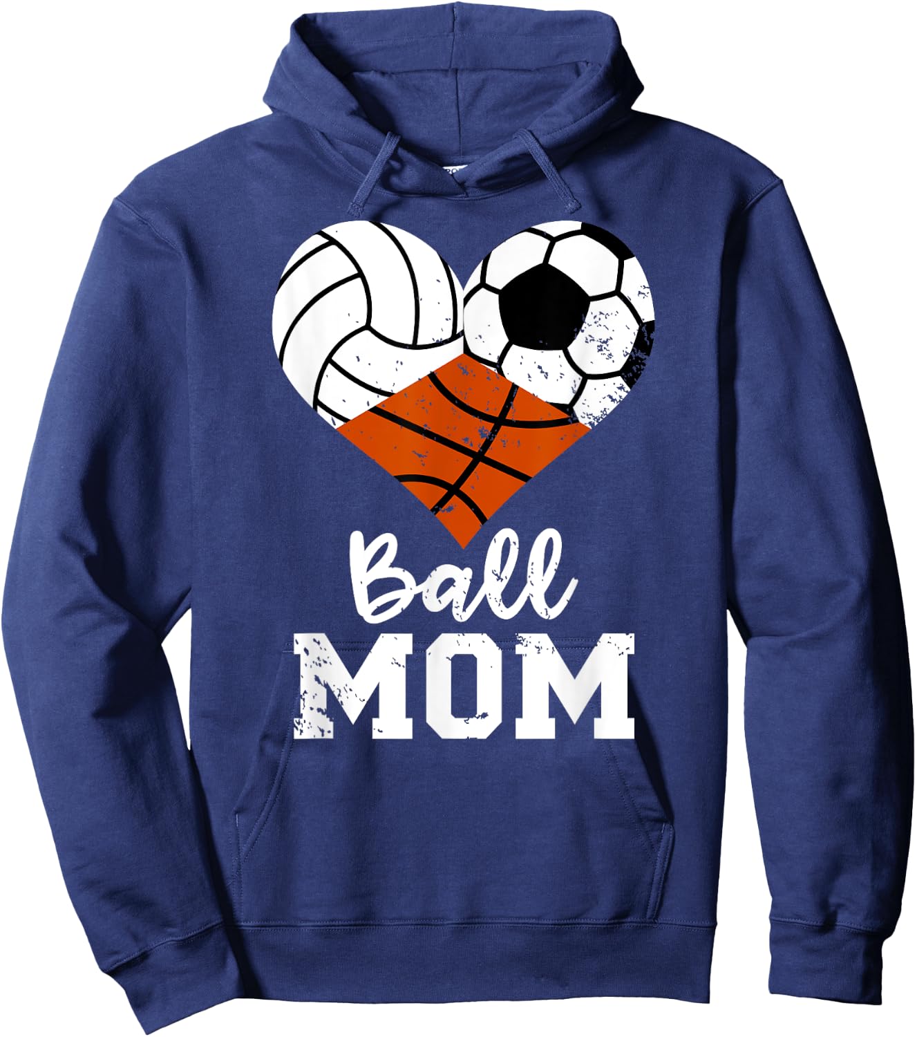 Ball Mom Funny Volleyball Soccer Basketball Mom Hoodie - Hoodie | Navy