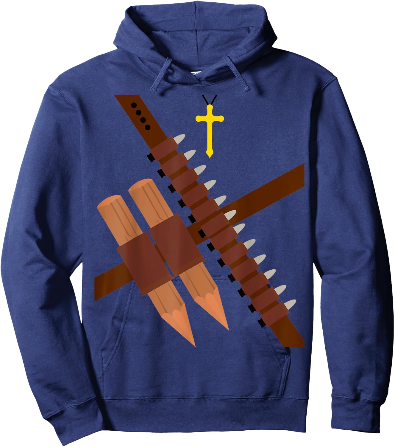 Vampire Hunter Halloween Costume, Silver Bullets and Stakes Hoodie - Hoodie | Navy