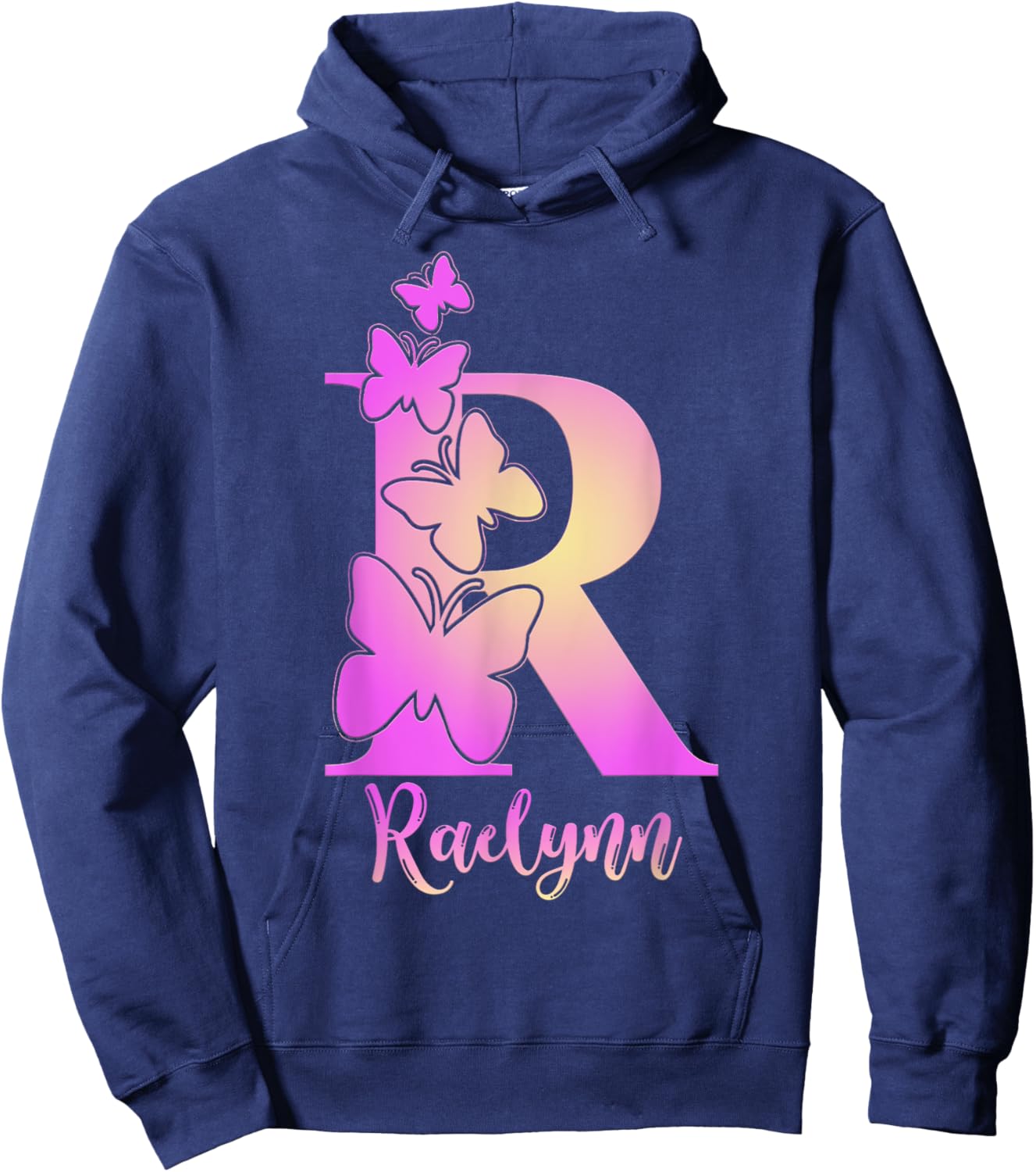 Raelynn, cute personalized butterfly custom kids girls name Hoodie - Hoodie | Navy