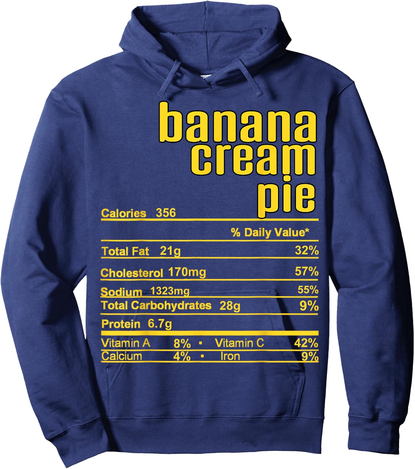 Thanksgiving Christmas Banana Cream Pie Nutrition Fact Hoodie - Hoodie | Navy