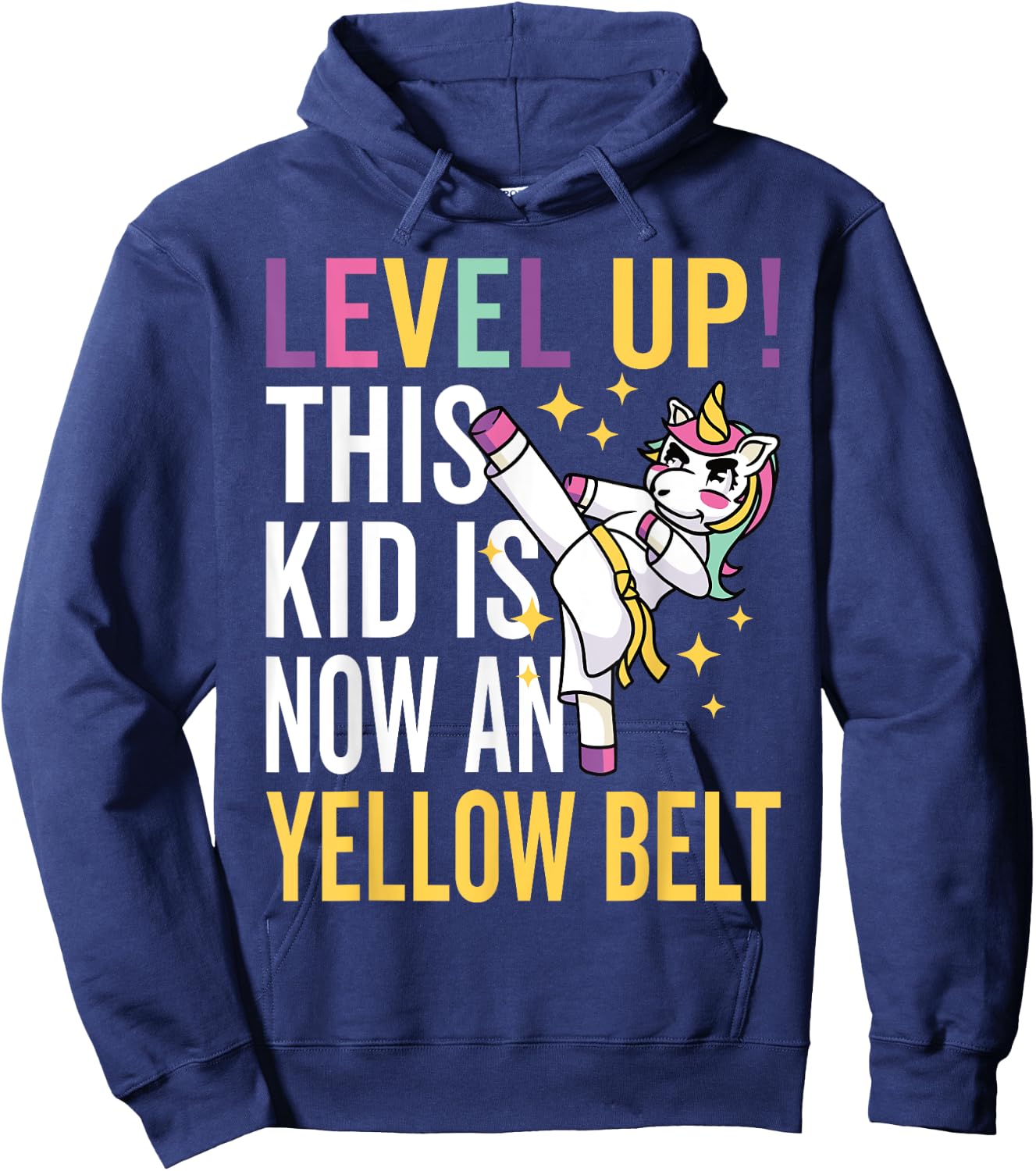 Karate Uniform Unicorn Level Up Yellow Belt Award Ceremony Hoodie - Hoodie | Navy