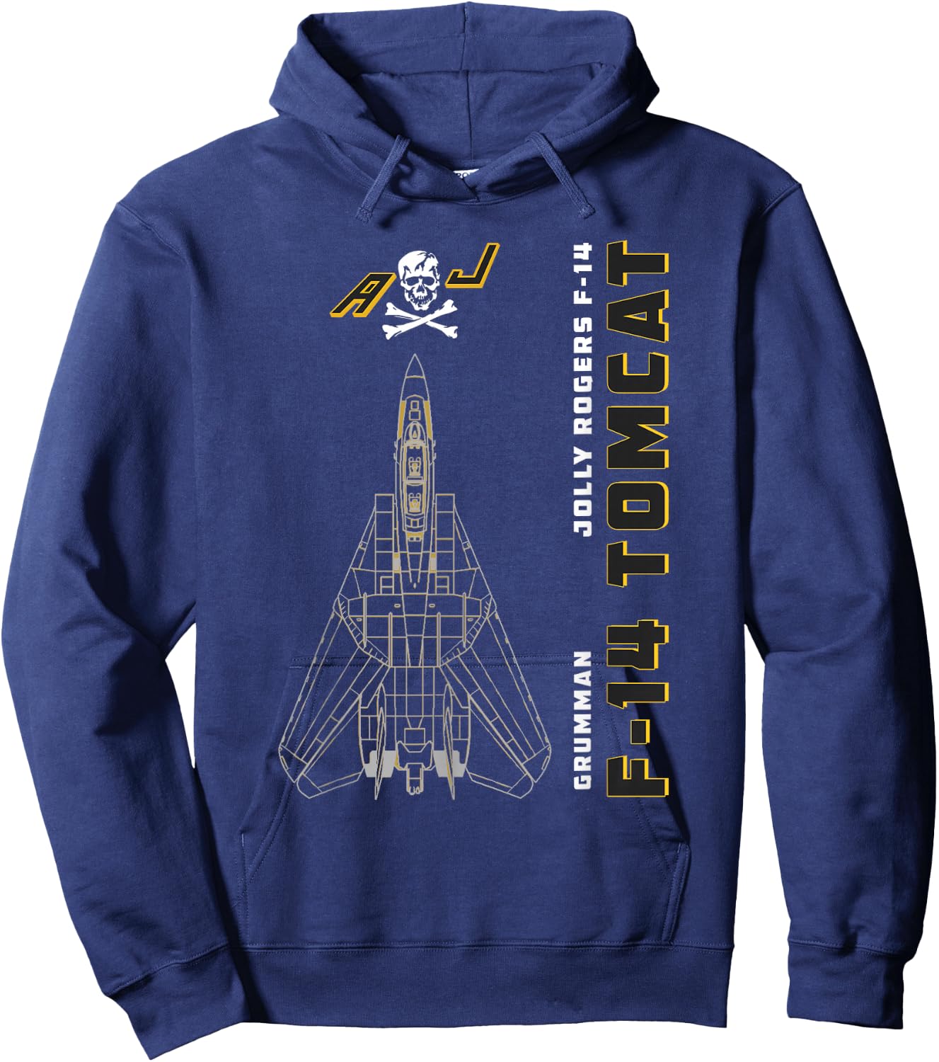 F-14 Tomcat Jolly Rogers VFA-103 Jet Airplane Profile Hoodie - Hoodie | Navy