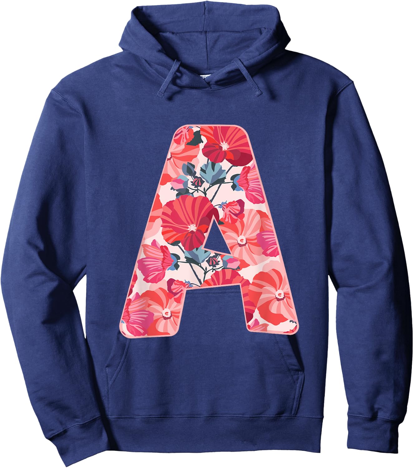 Letter a Sign Alphabet Last Name Vowel Flower Nature Gift Hoodie - Hoodie | Navy