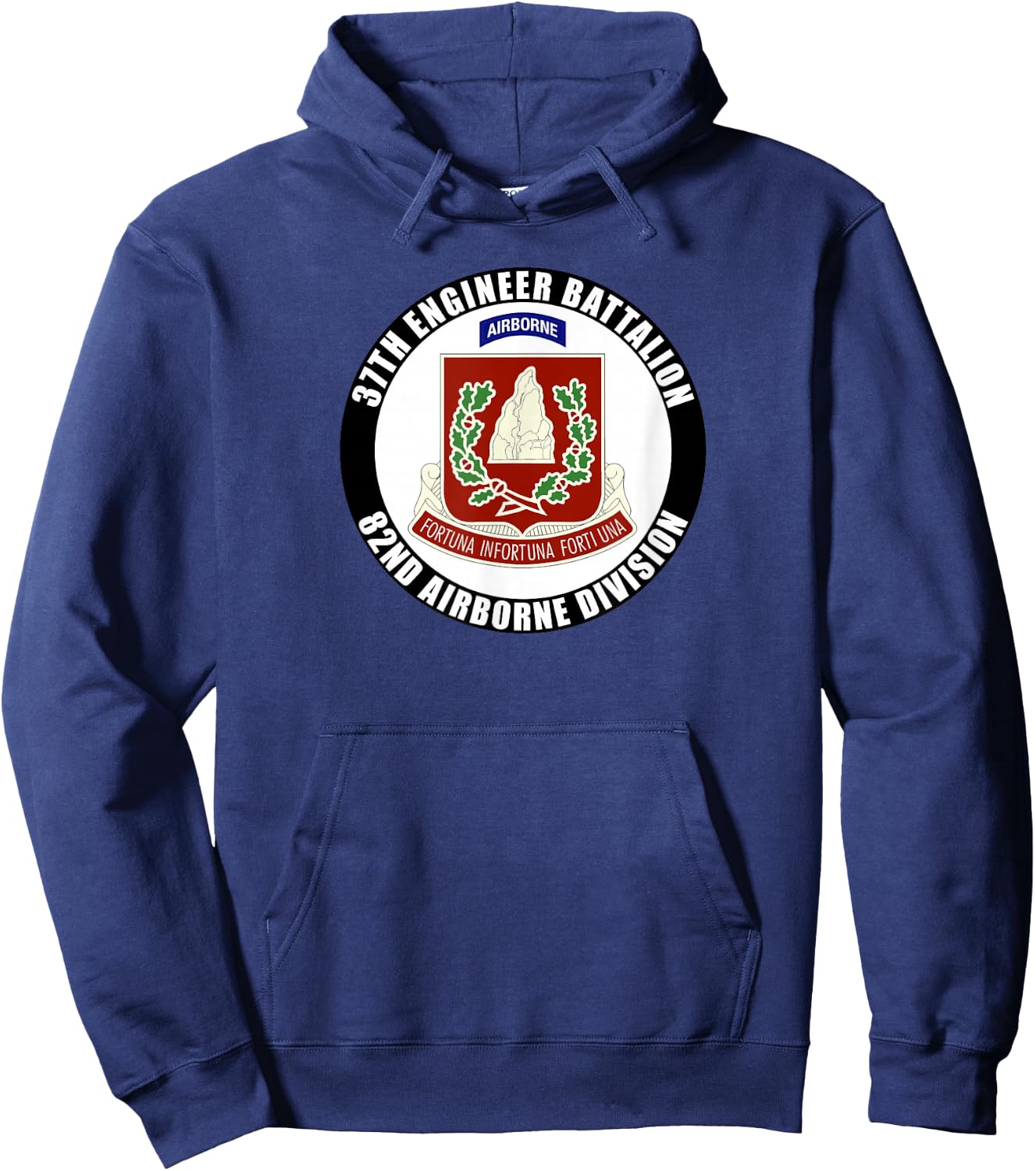 SoldierTees 37th Engineer Battalion 82nd Airborne Division Veteran Gift - -Adults, Black, Small, Short Sleeve, Classic Fit, Cotton 60% Polyester 40%, Military-Themed Hoodie - Hoodie | Navy