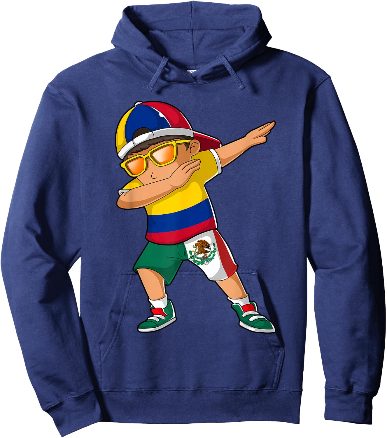 Half Colombian Half Mexican Boy Colombia Mexico Flag Hoodie - Hoodie | Navy
