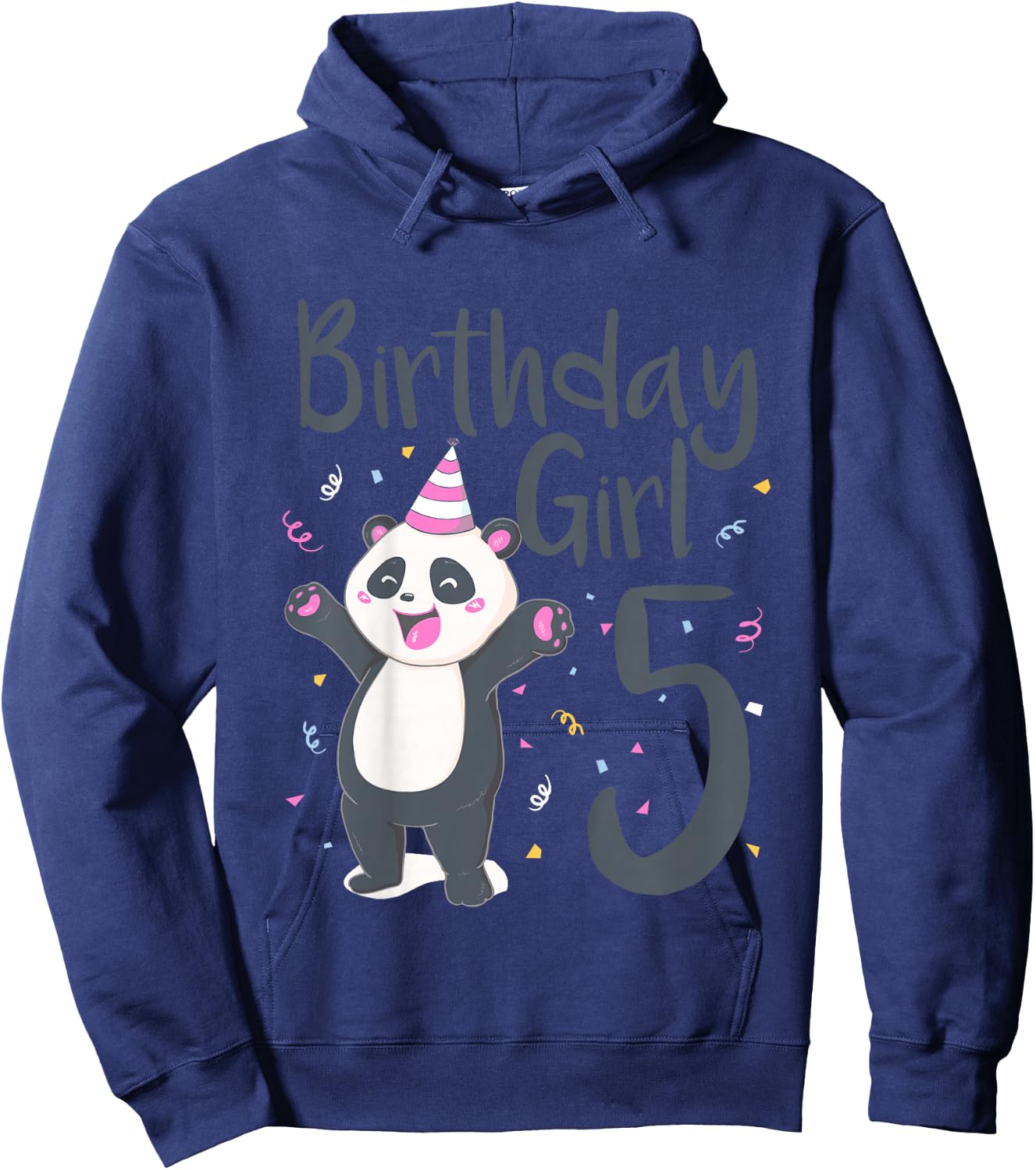 Kids 5 Year Old Panda Birthday Girl Cute Girls 5th Party Gift Hoodie - Hoodie | Navy