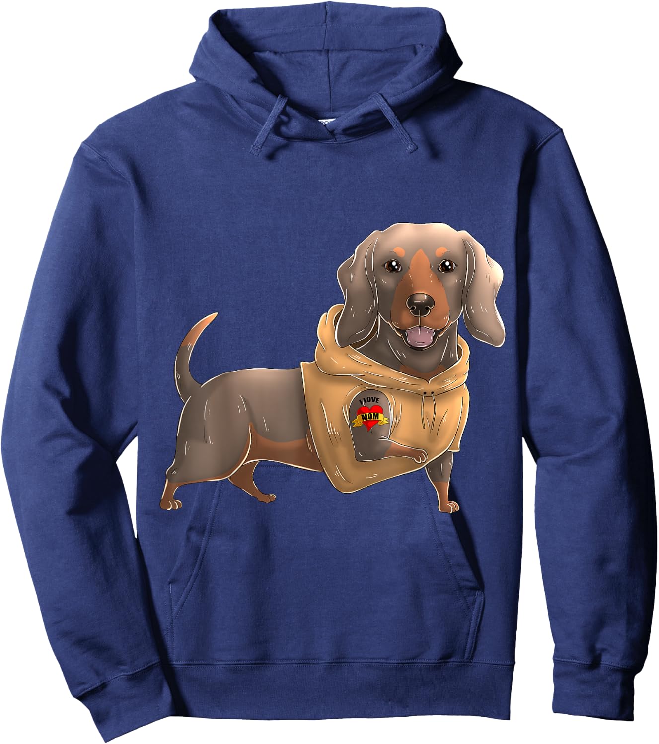 Dachshund I Love Mom Tattoo Dog Shirt Funny Mother's Day Hoodie - Hoodie | Navy
