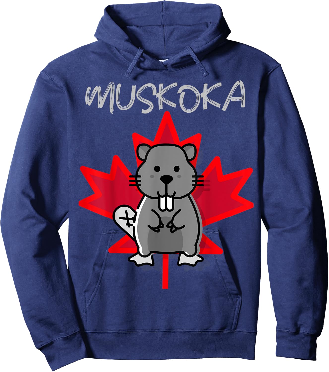 Muskoka Ontario Canada Beaver Poster Gift Hoodie - Hoodie | Navy
