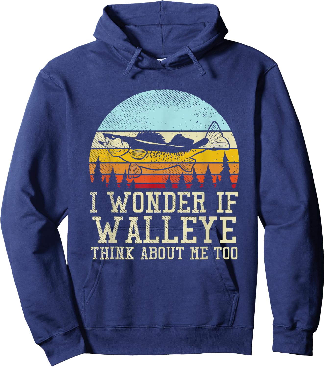I Wonder If Walleye Think About Me Too Hoodie - Hoodie | Navy