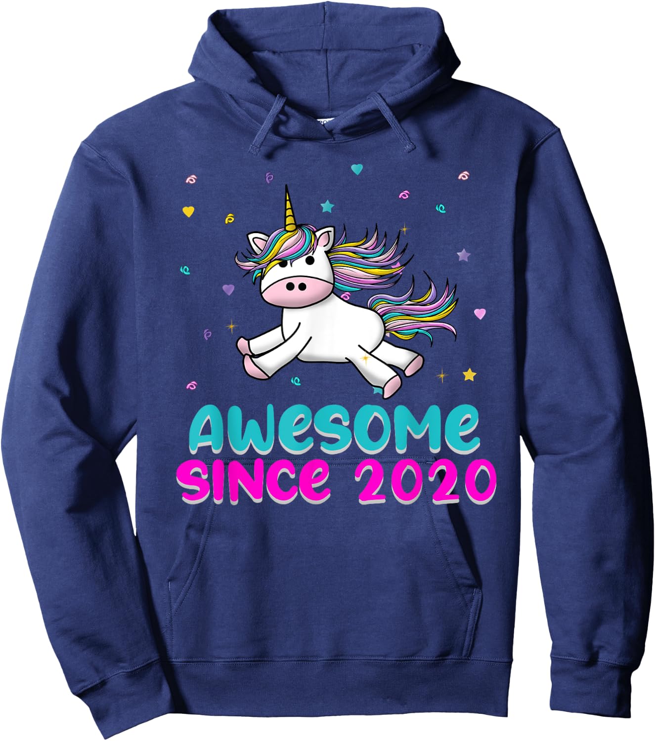 Unicorn Birthday Girl Gift Love Awesome Since 2020 Hoodie - Hoodie | Navy