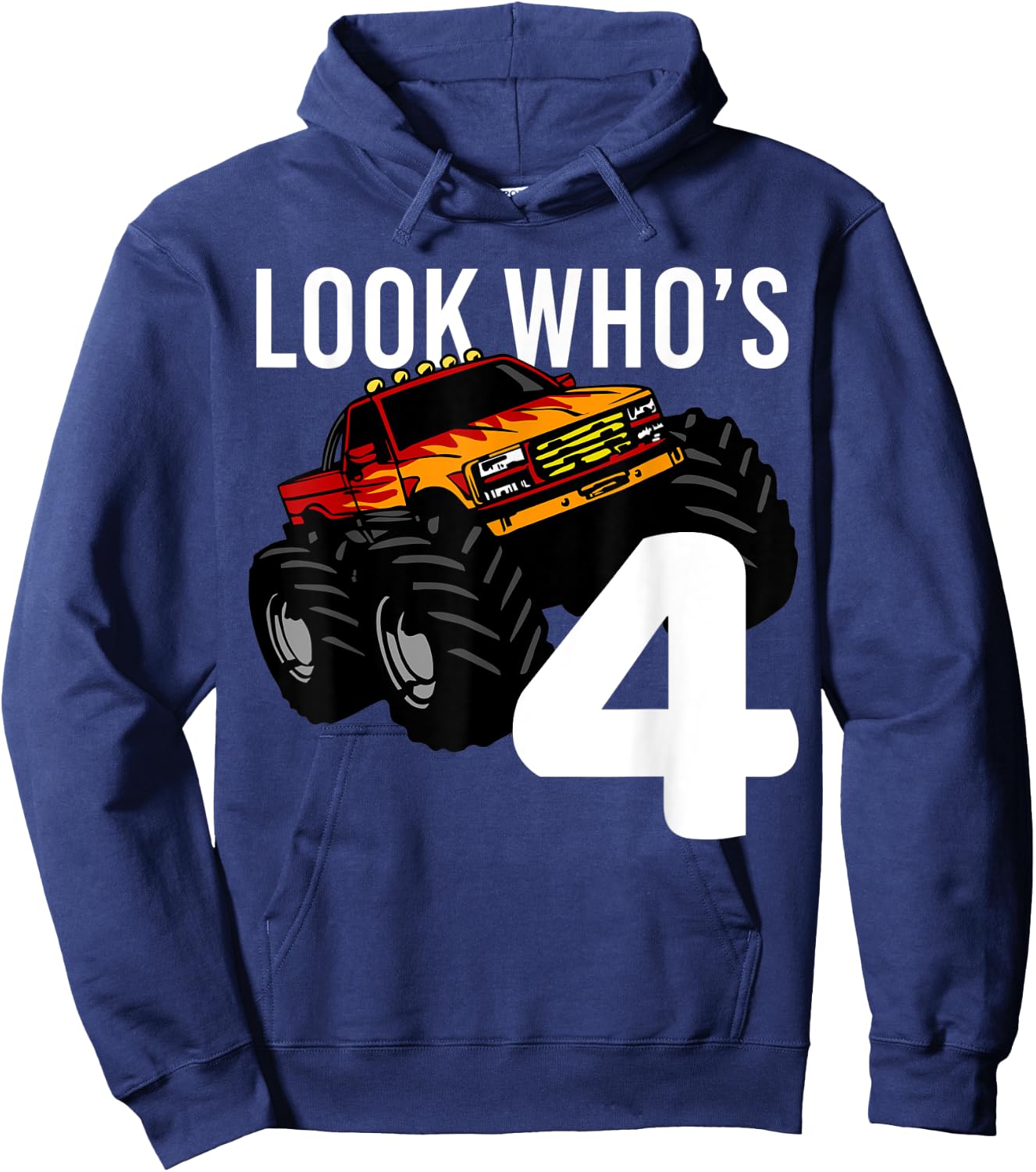 Monster Truck 4th Birthday for Boys | 4 year old Gift Hoodie - Hoodie | Navy