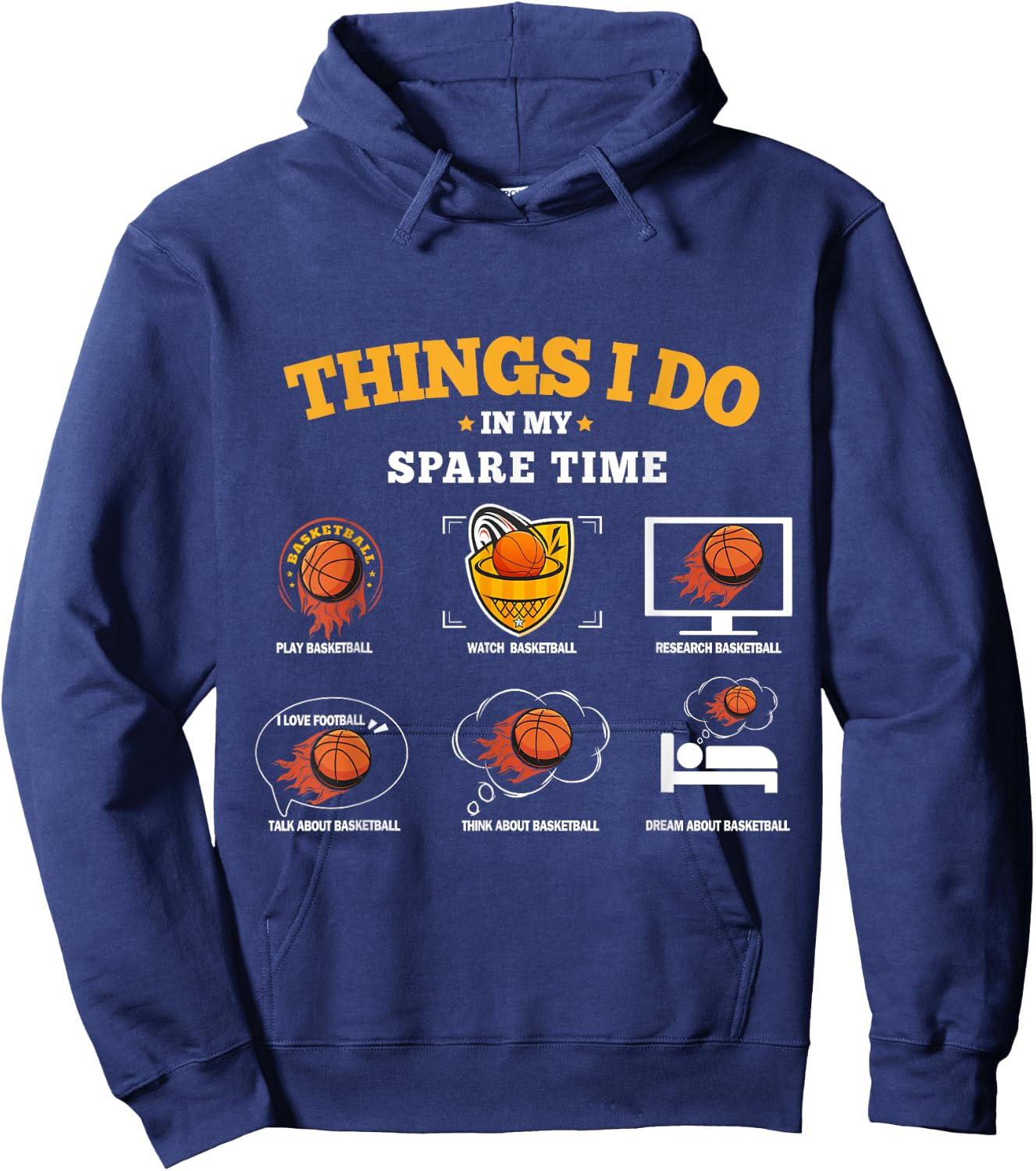 Things I Do In My Spare Time Basketball Design Boys Hoodie - Hoodie | Navy