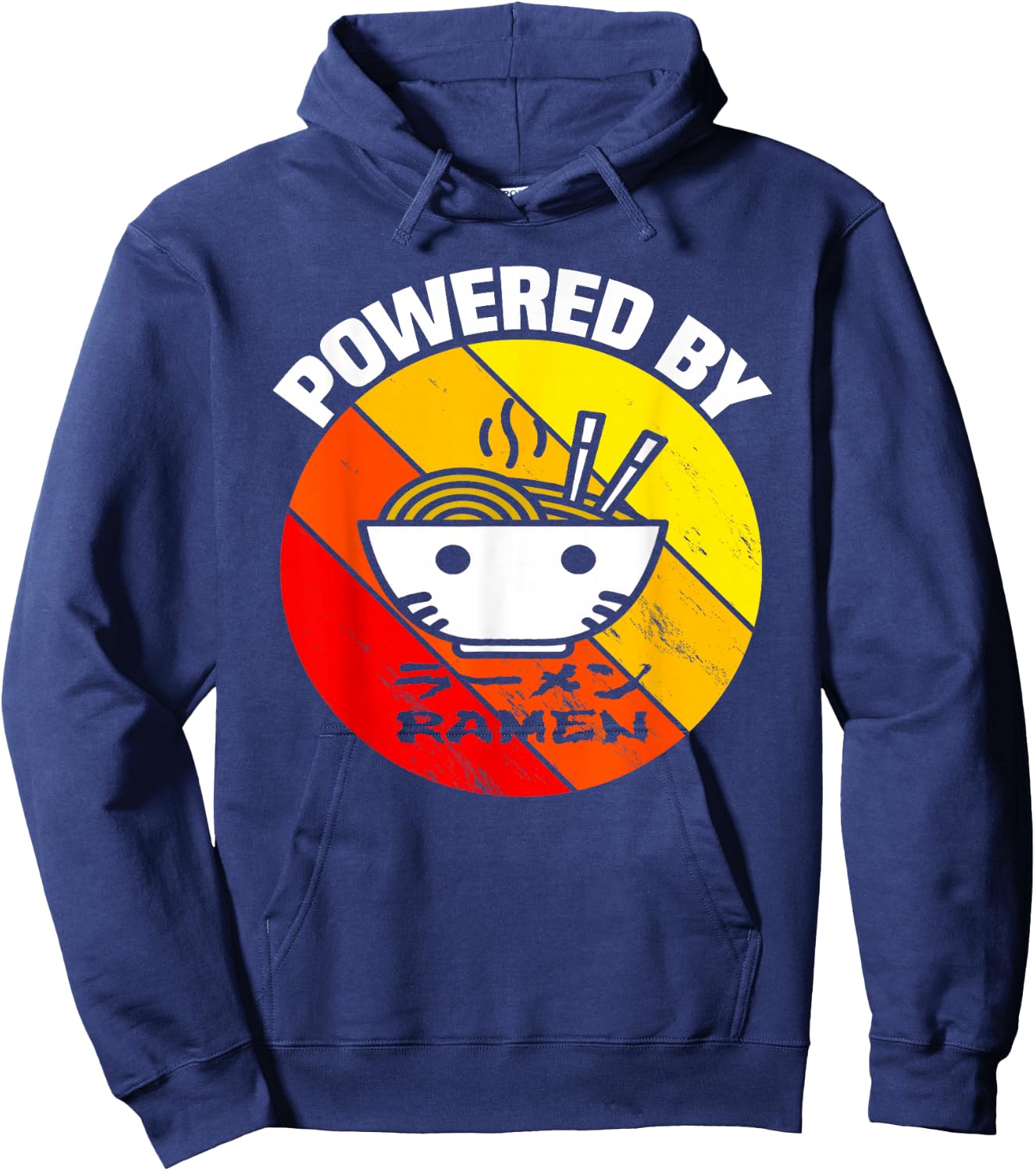 Vintage Powered by Ramen - Ramen Noodle Soup Hoodie - Hoodie | Navy