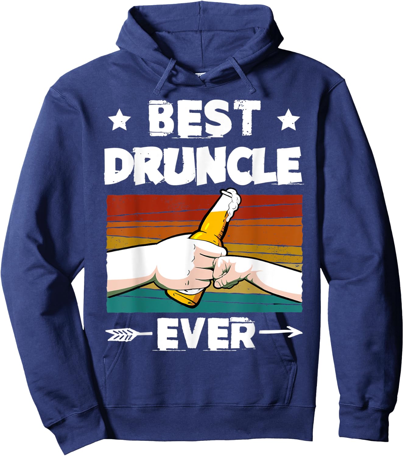 Best Druncle Ever Funny Beer Drinker Uncle Fist Bump Hoodie - Hoodie | Navy
