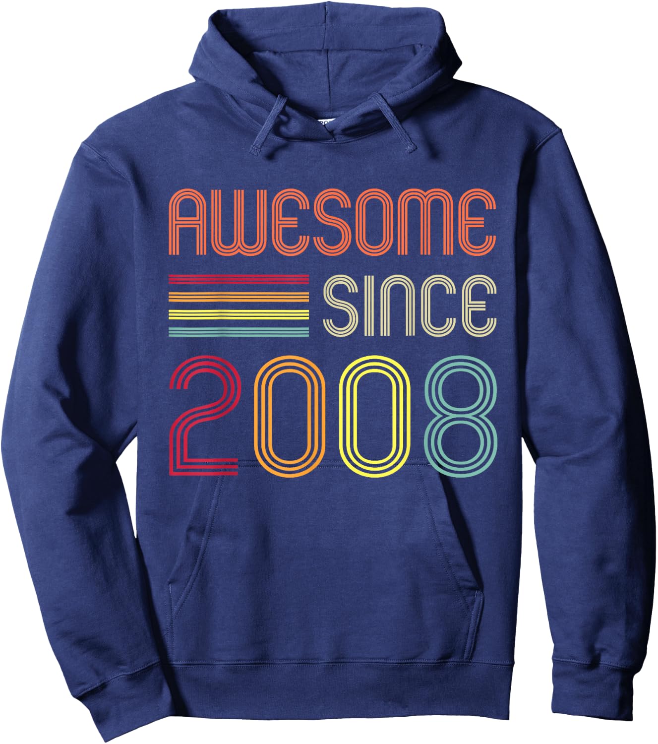 Awesome Since 2008 14th Birthday Retro Short Sleeve Hoodie - Hoodie | Navy