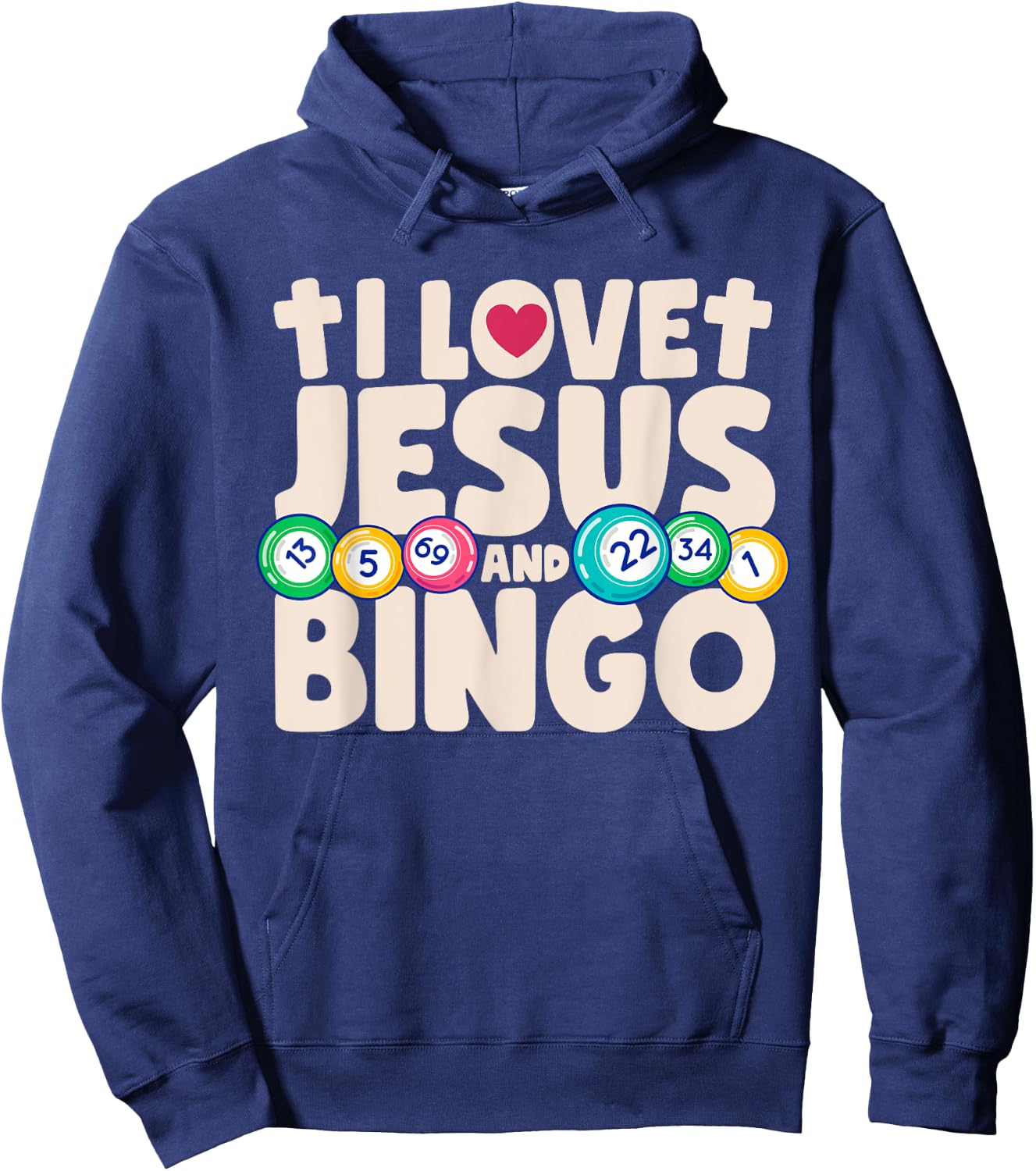 I Love Jesus And Bingo Christian Cross Board Games Gift Hoodie - Hoodie | Navy