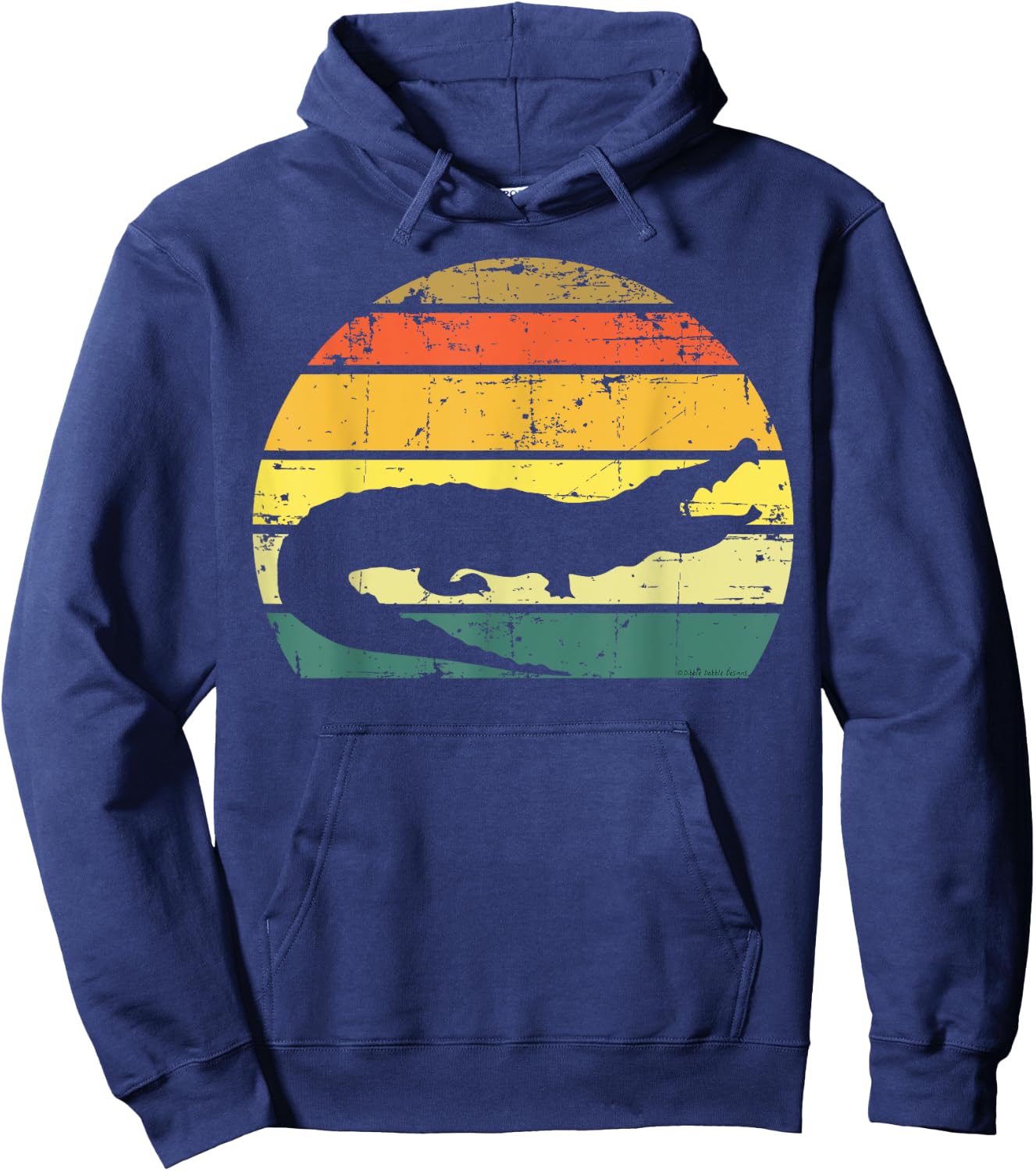 Retro Sunset Grunge Alligator Everglades Design Hoodie - Hoodie | Navy