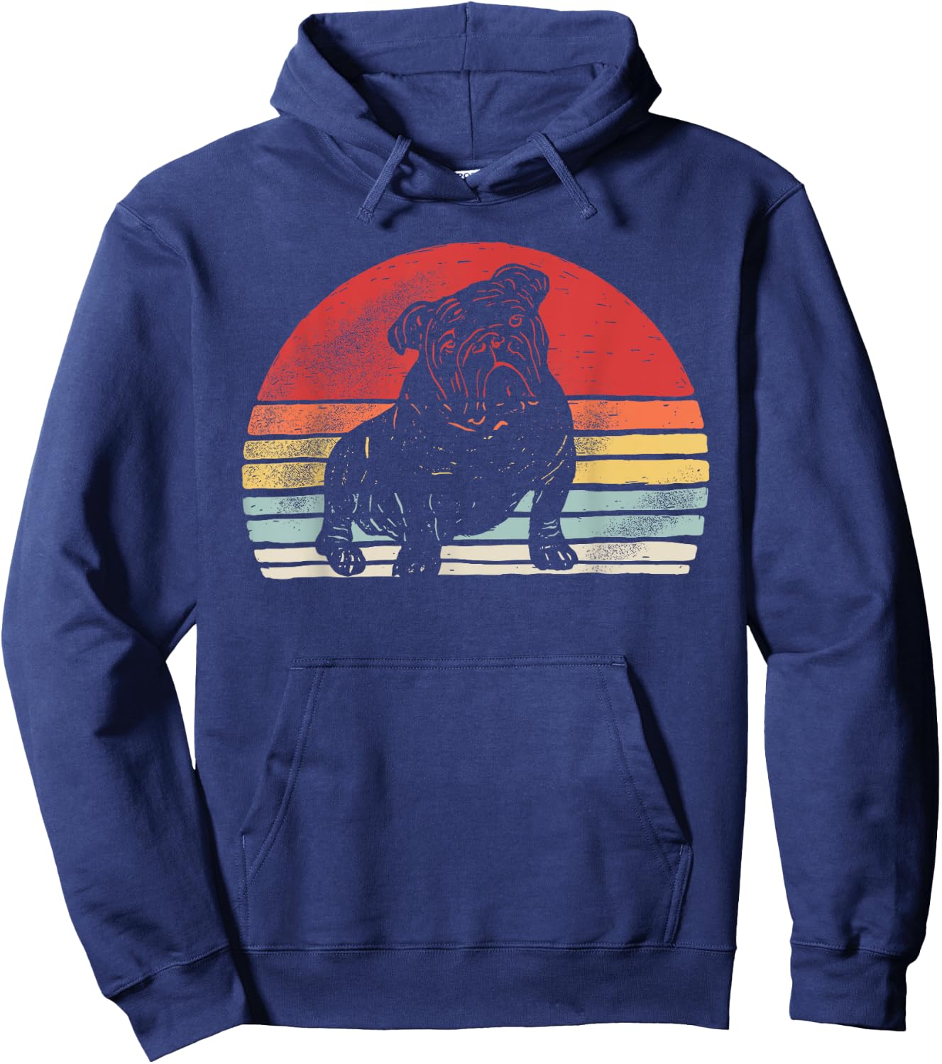 Vintage Retro Bulldog Dog Breed Men Women Kids Hoodie - Hoodie | Navy