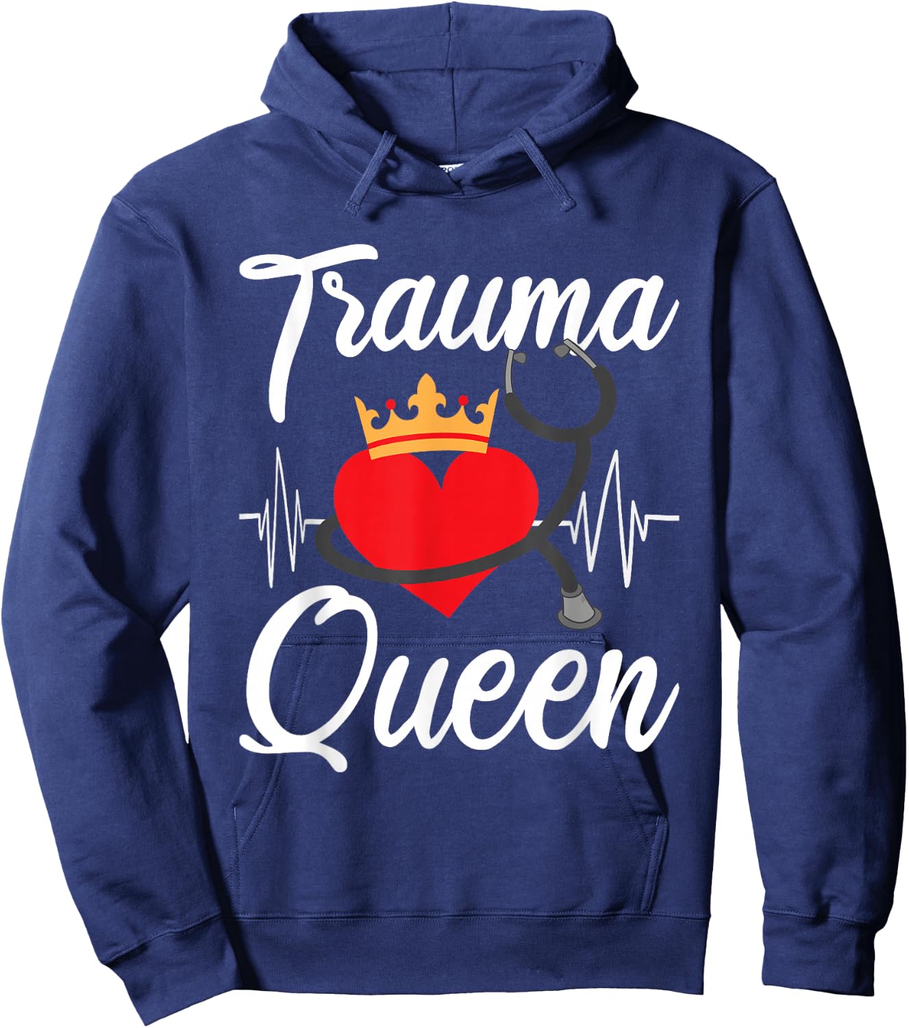 Trauma Queen - Funny EMT EMS Paramedic Hoodie - Hoodie | Navy