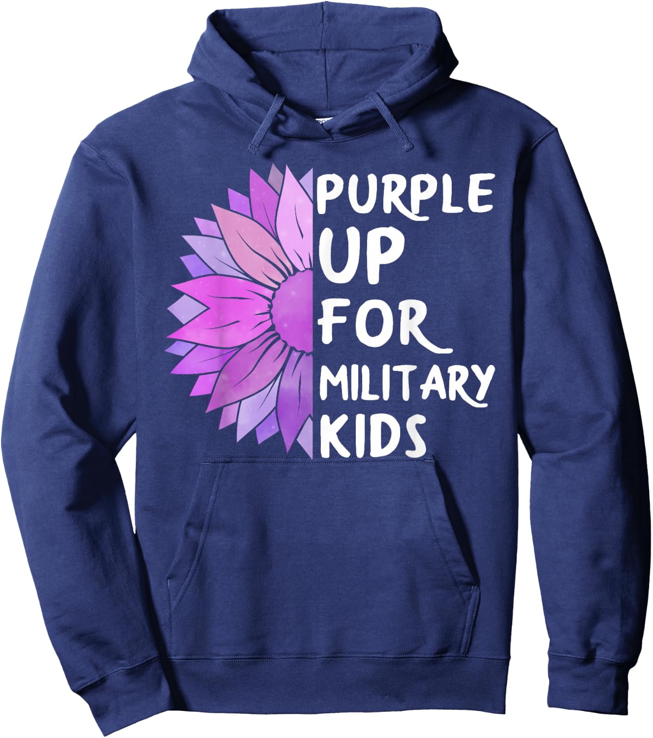 Purple Up Military Child Sunflower Military Brats Month Hoodie - Hoodie | Navy