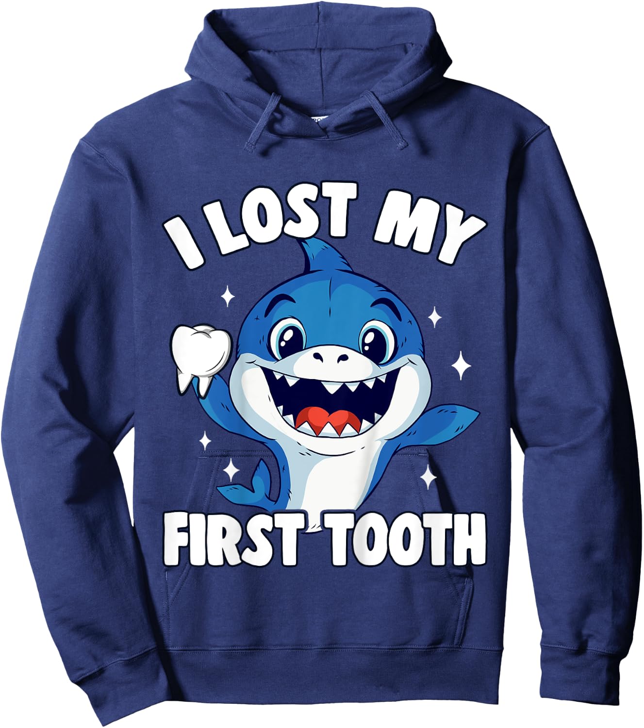 Kids I Lost My First Tooth Boys Tooth Fairy Teeth Out Funny Shark Hoodie - Hoodie | Navy