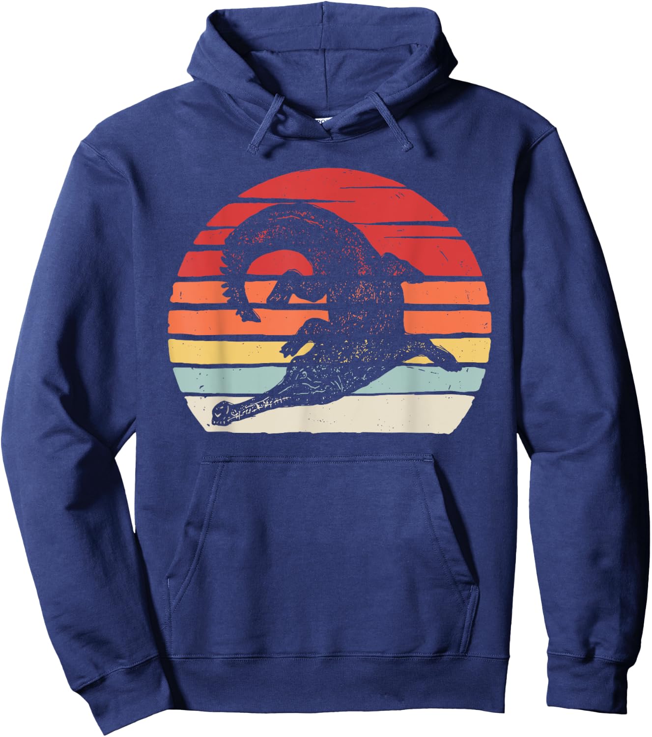 Catch Some Rays Vintage Retro Gharial Gavial Fish-Eating Crocodile Hoodie - Hoodie | Navy