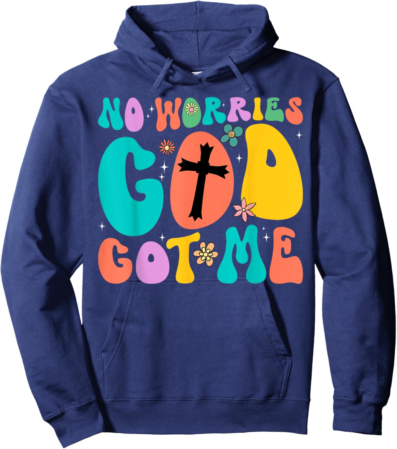 No Worries, God-Got Me African American Christian Hoodie - Hoodie | Navy