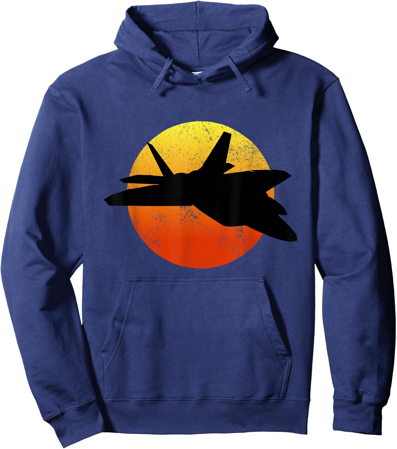 F-22 Raptor Silhouette Retro Sunset Military Jet Flying F22 Hoodie - Hoodie | Navy