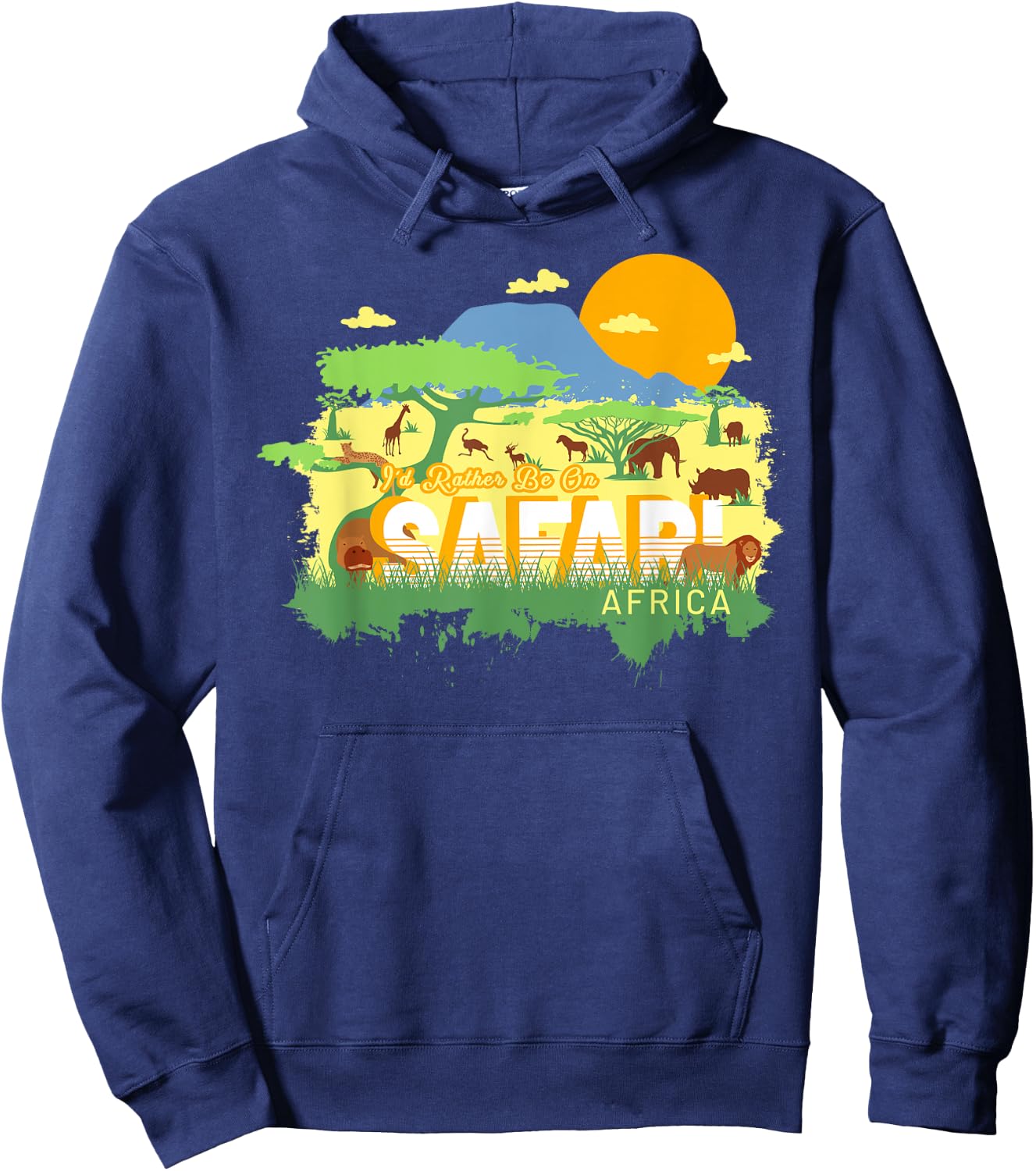 I'd Rather Be On Safari Africa - Cute Vintage Souvenir Hoodie - Hoodie | Navy